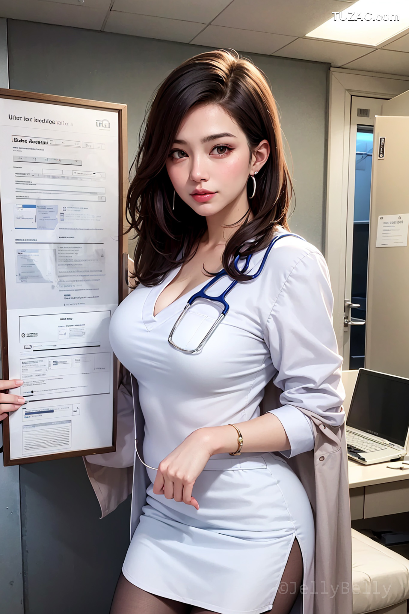 AI美女-18禁-医院里的漂亮女医生-黑色齐肩发