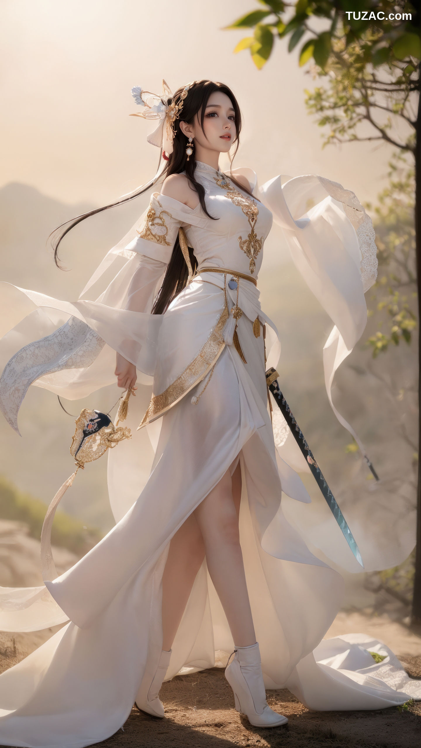 AI美女-古装美女-白衣女侠