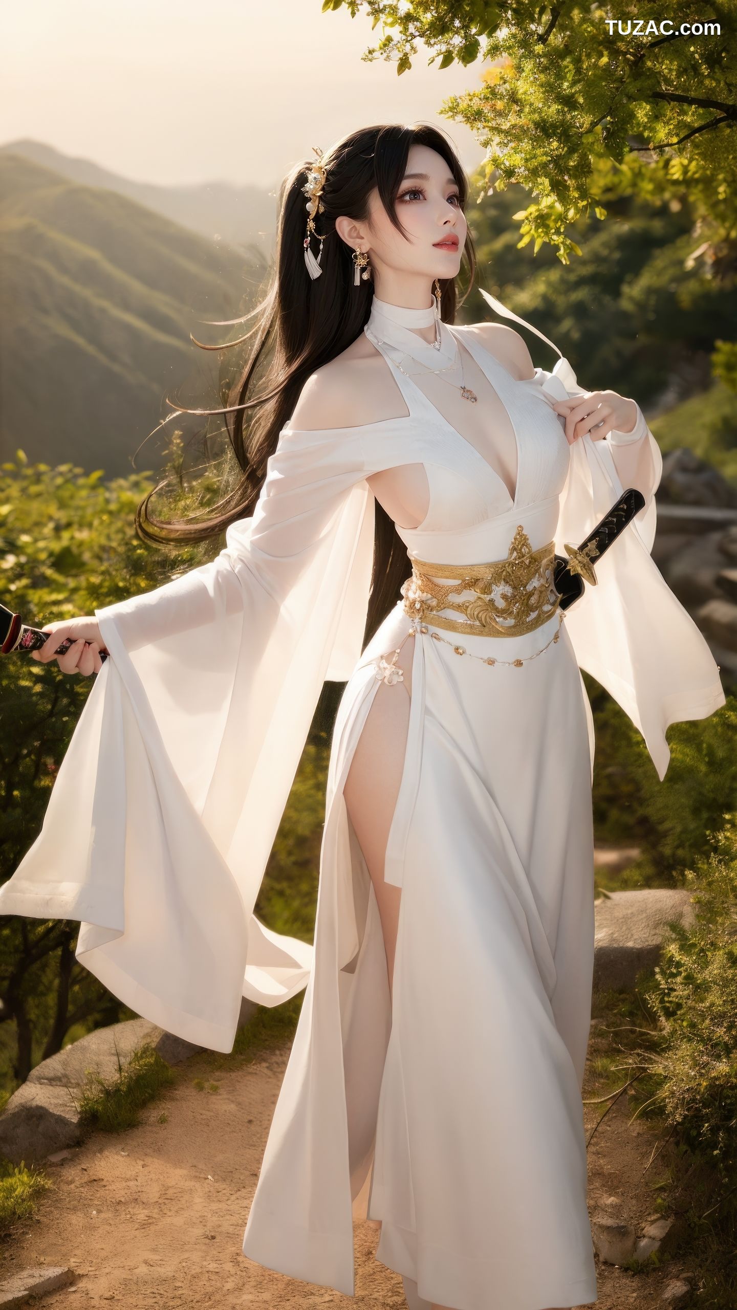 AI美女-古装美女-白衣女侠