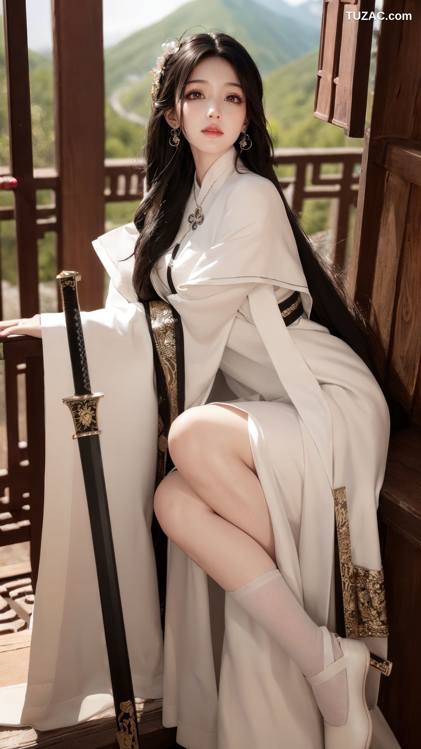 AI美女-古装美女-白衣女侠