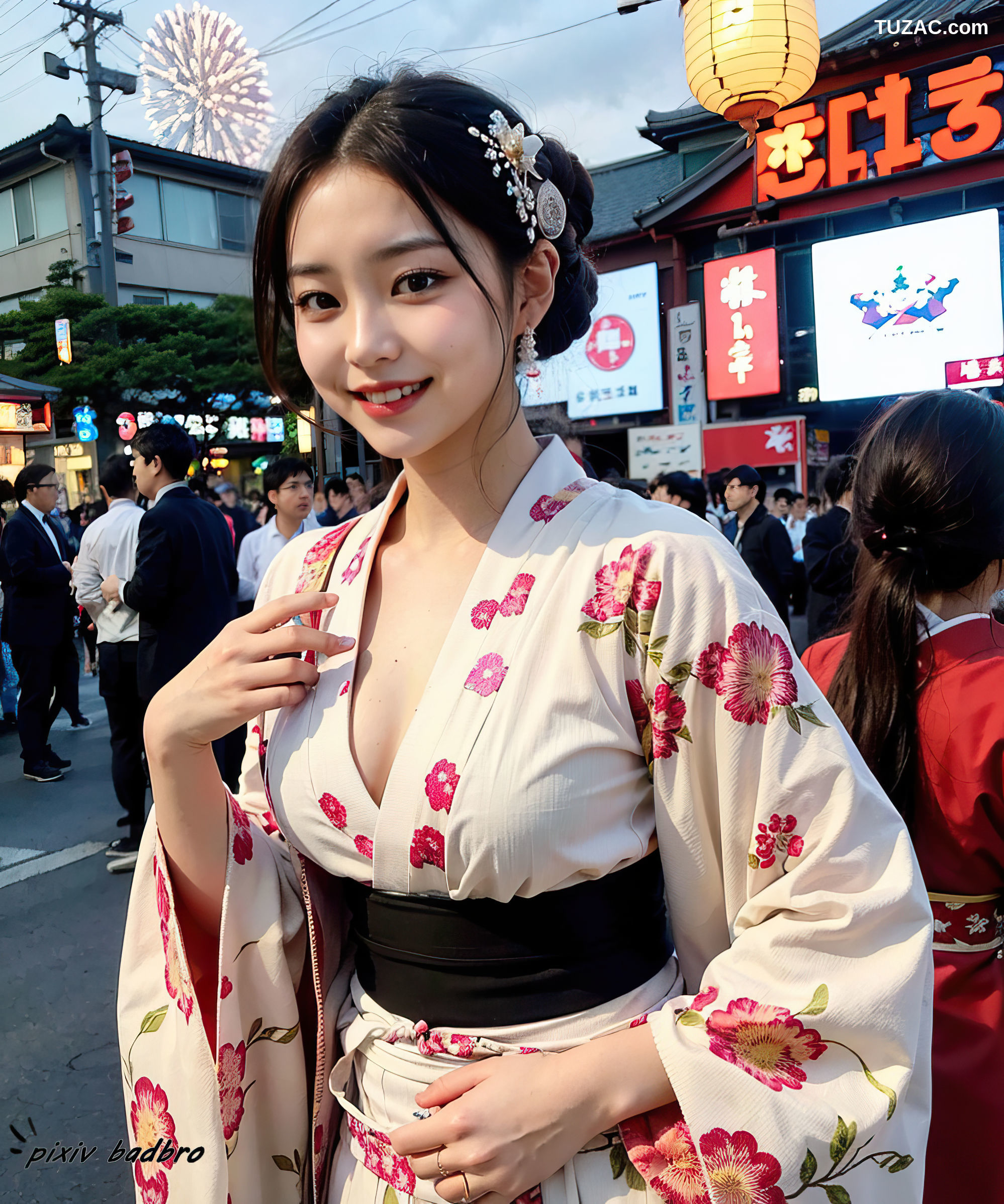 AI美女-和服-涩谷区-上空露出-卷1-Kimono-Matsuri-boobs1-BadBro