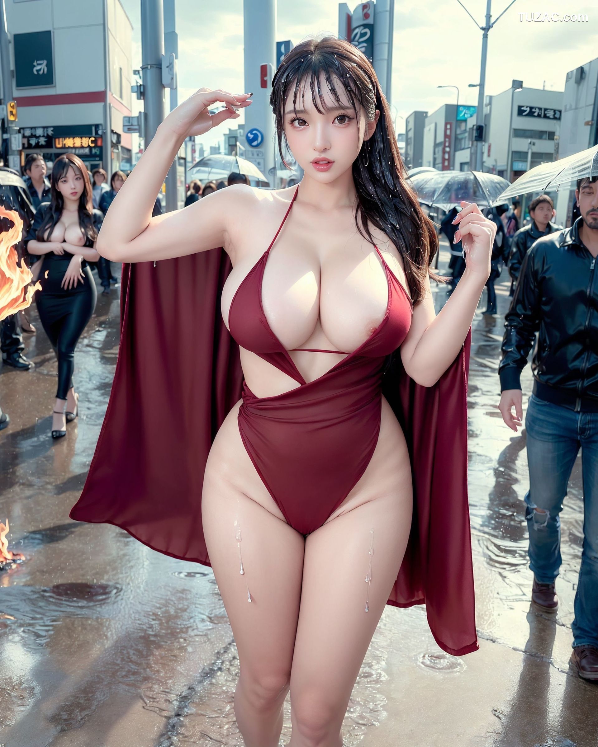 AI美女-拟实-女法师-红色内衣