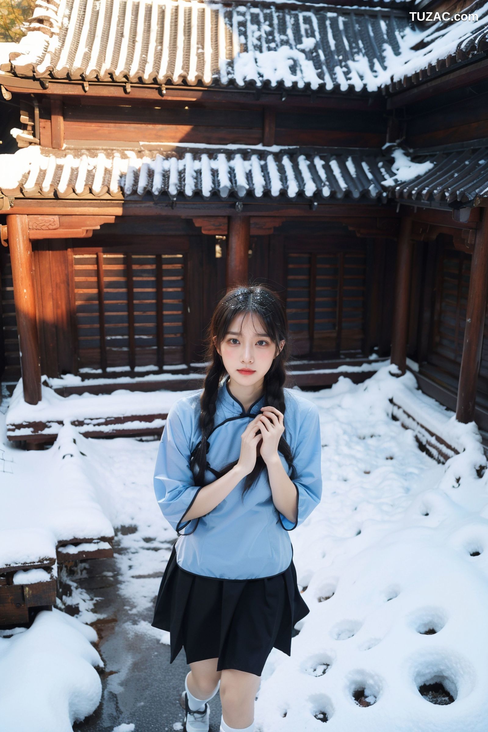 AI美女-拟实-民国风蓝衣黑裙-纯净版
