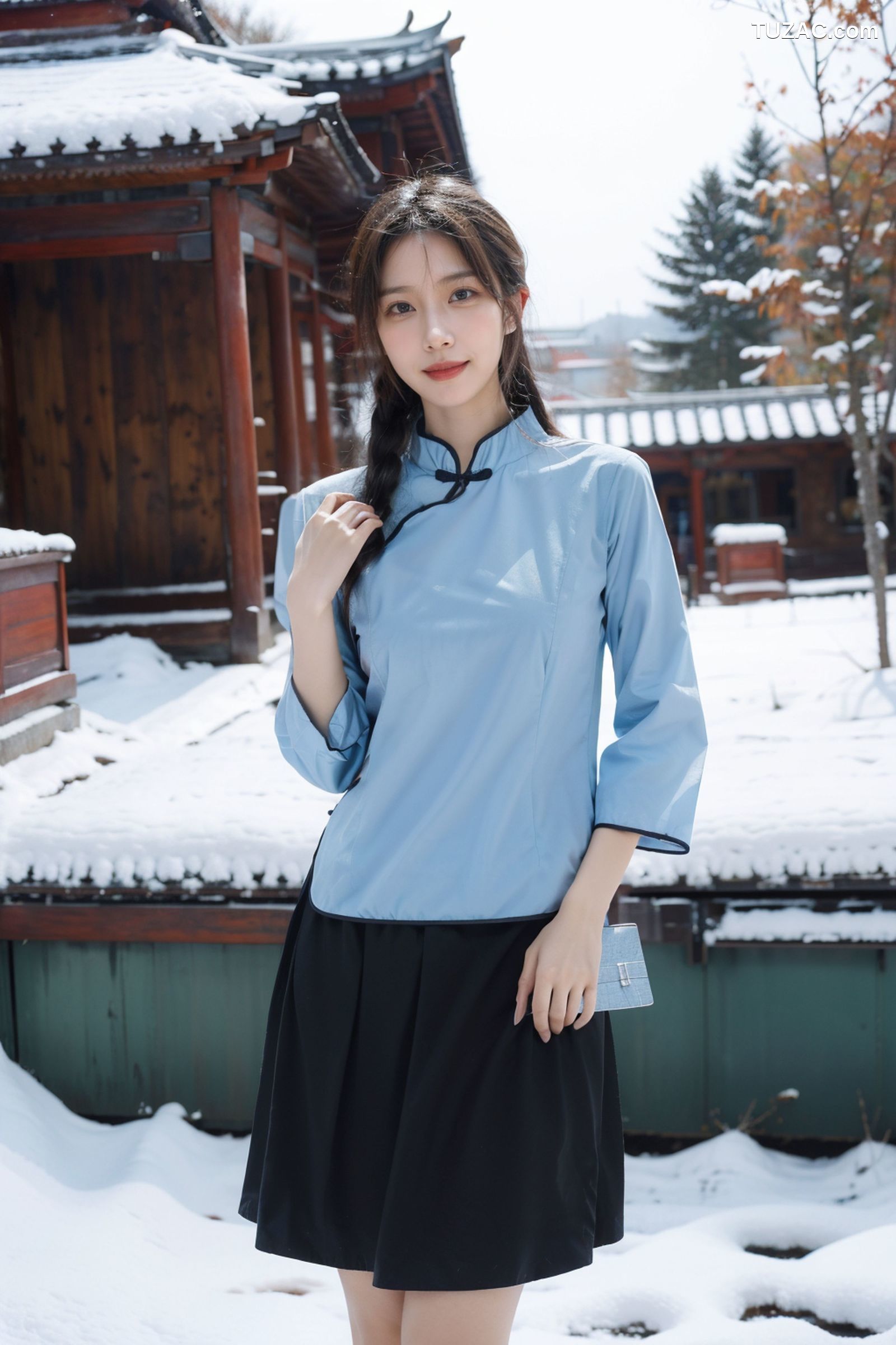 AI美女-拟实-民国风蓝衣黑裙-纯净版