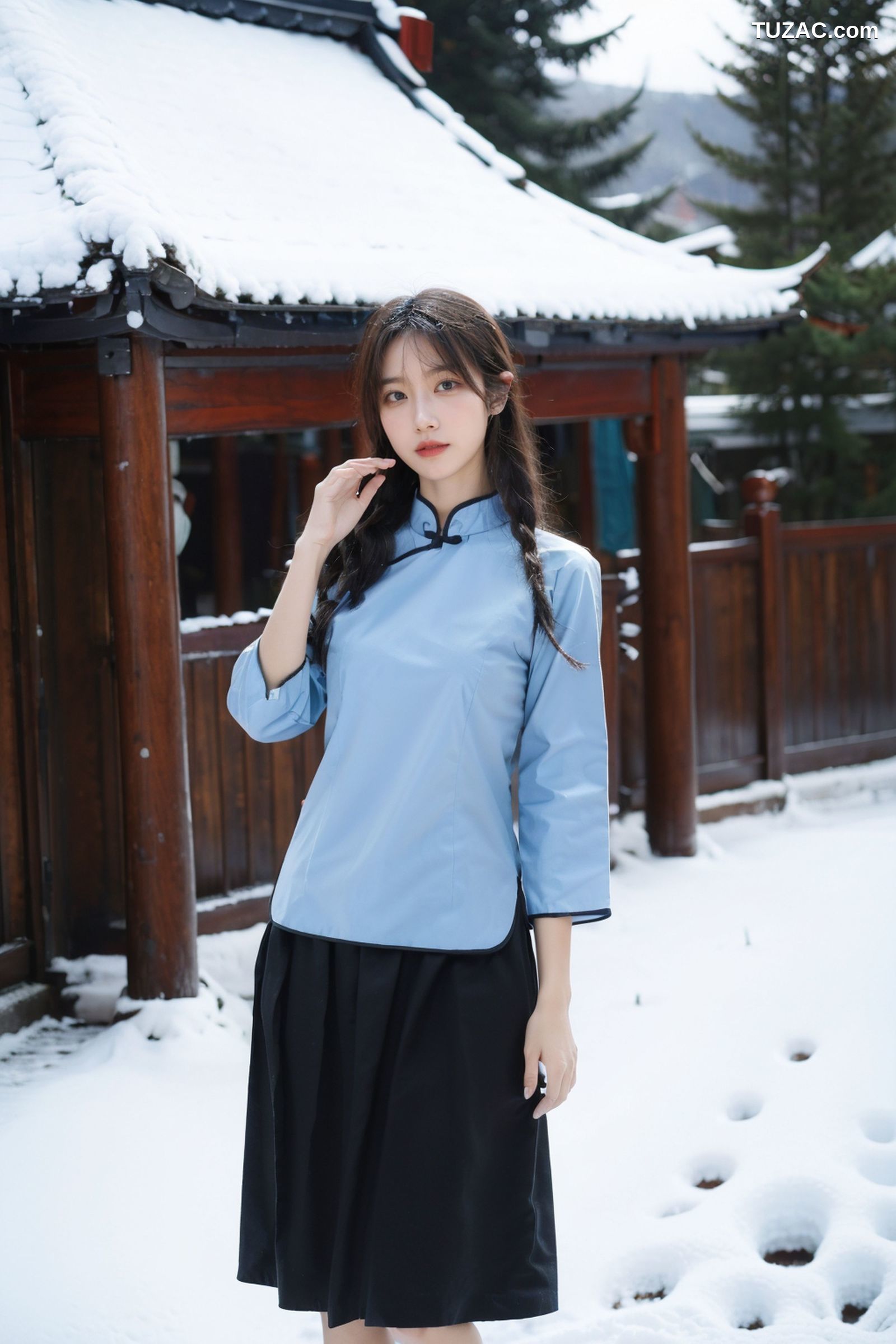 AI美女-拟实-民国风蓝衣黑裙-纯净版
