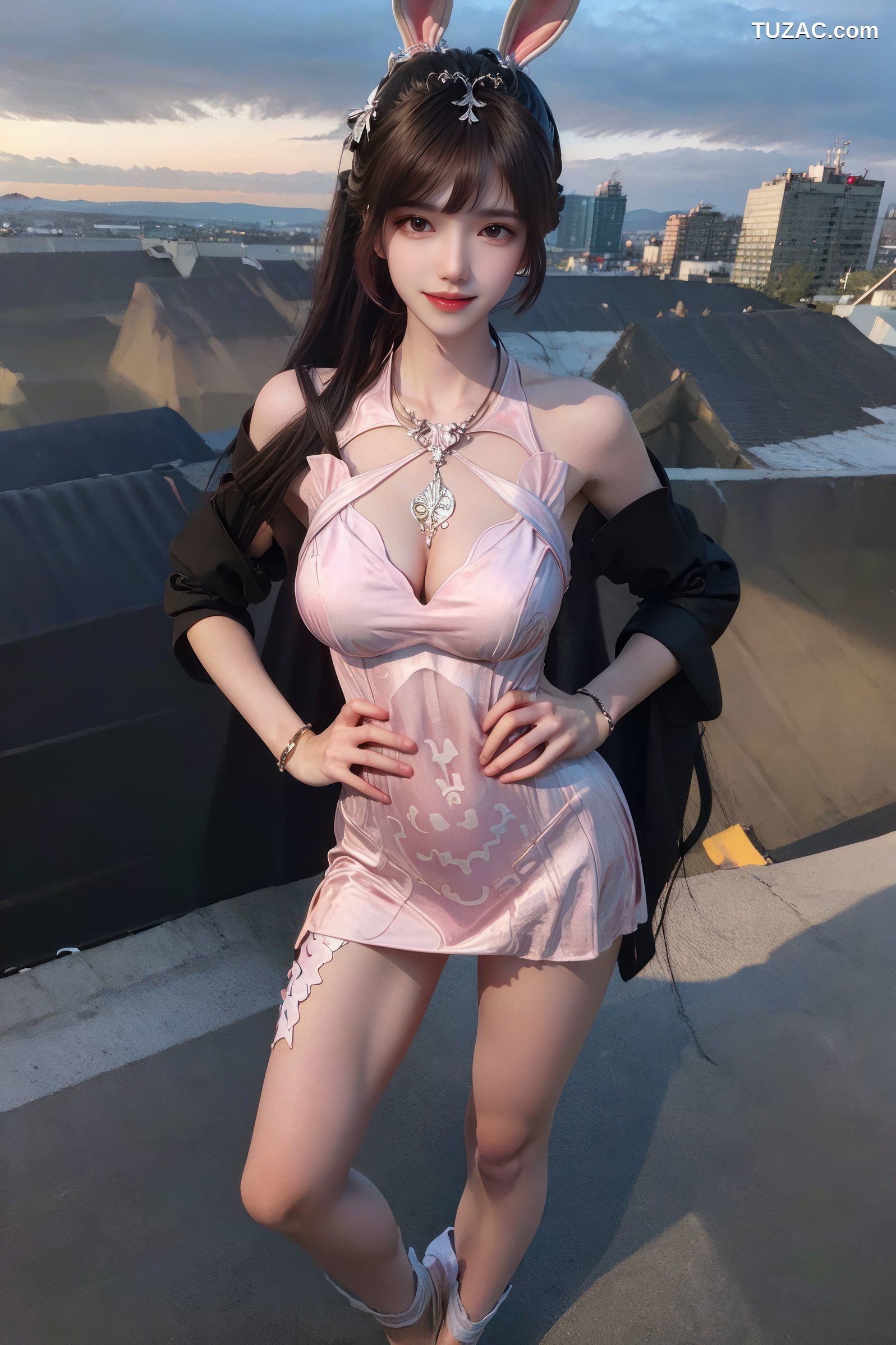 AI美女-斗罗大陆-小舞-夜色中的淡粉兔女郎