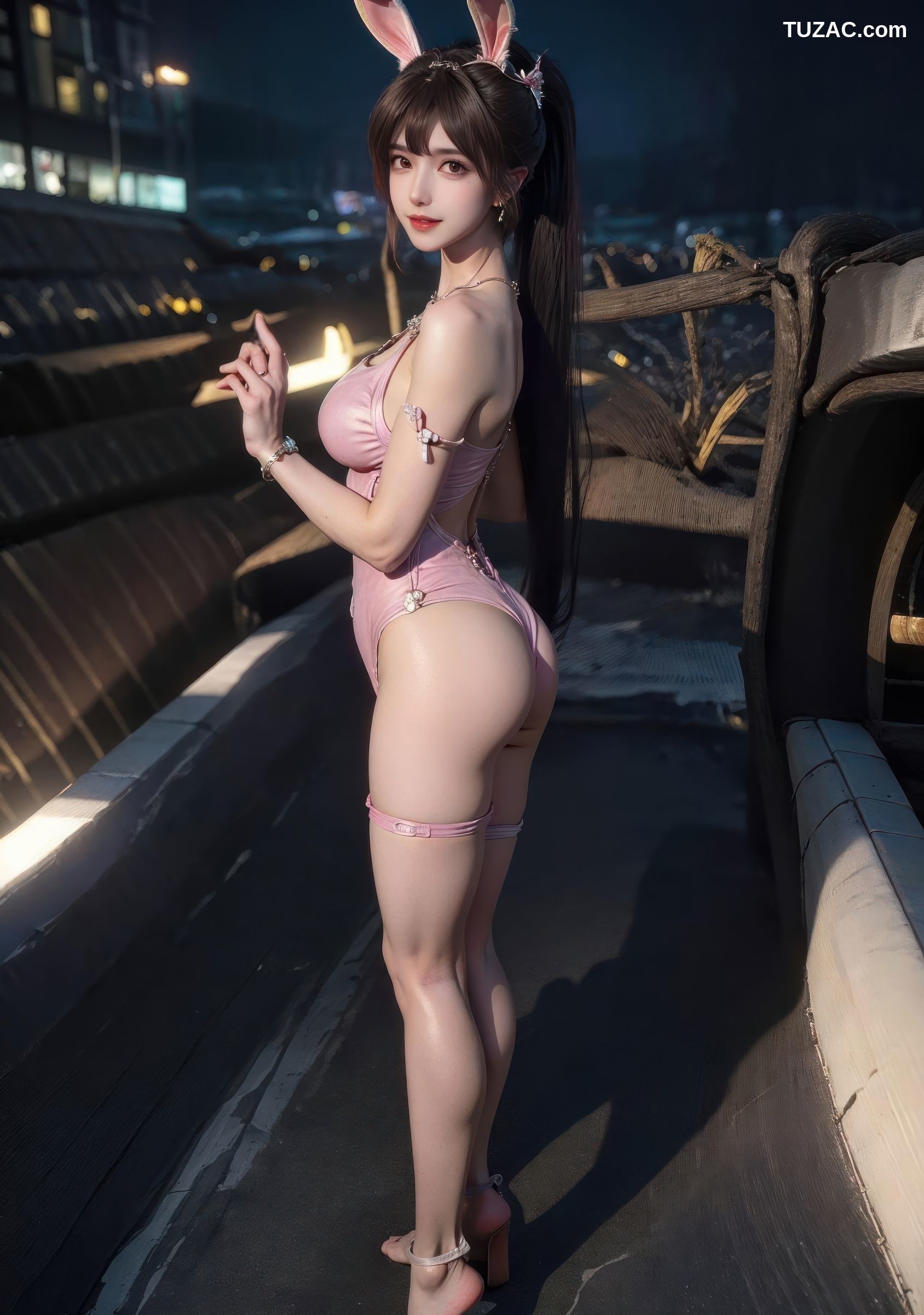 AI美女-斗罗大陆-小舞-夜色中的淡粉兔女郎