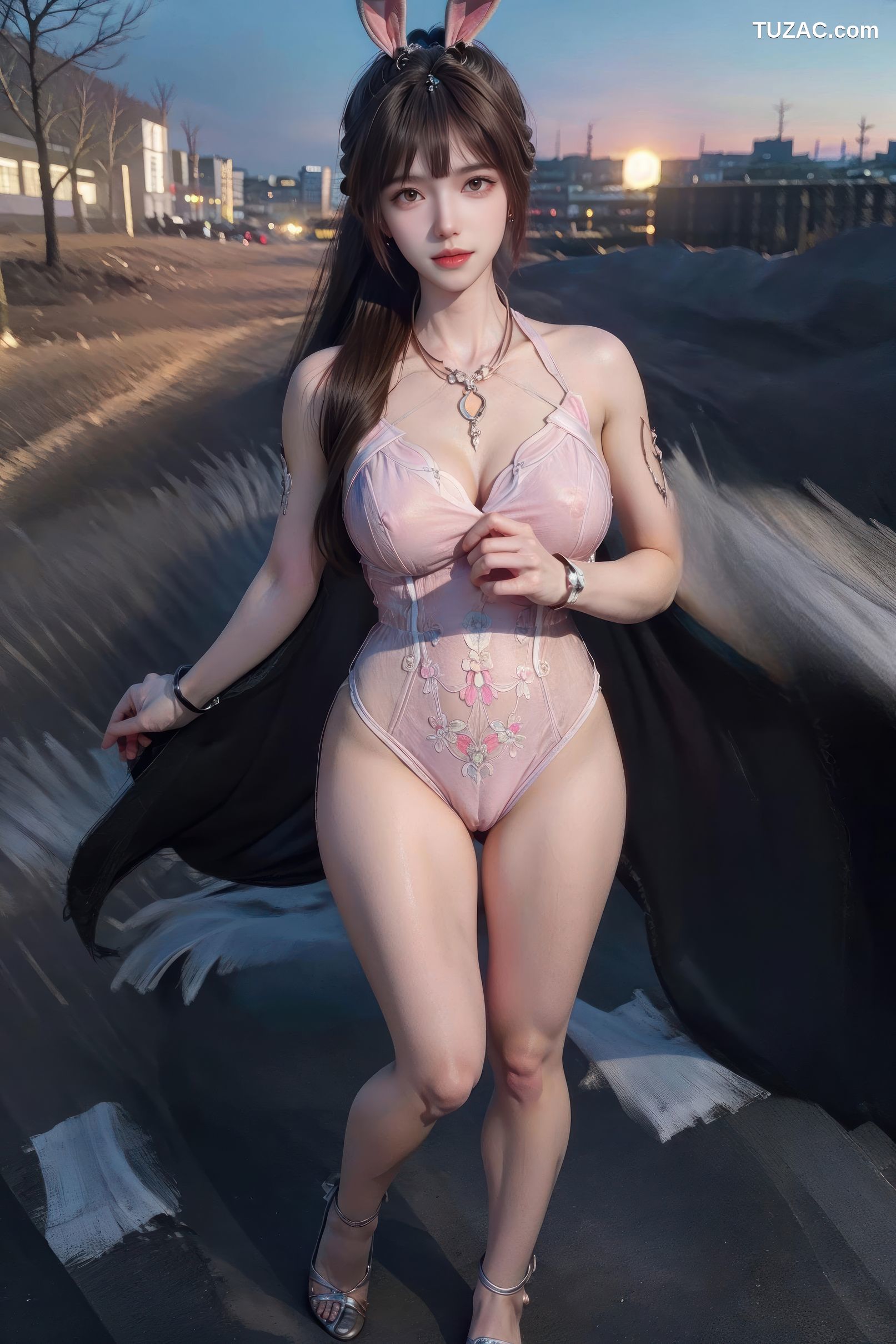 AI美女-斗罗大陆-小舞-夜色中的淡粉兔女郎
