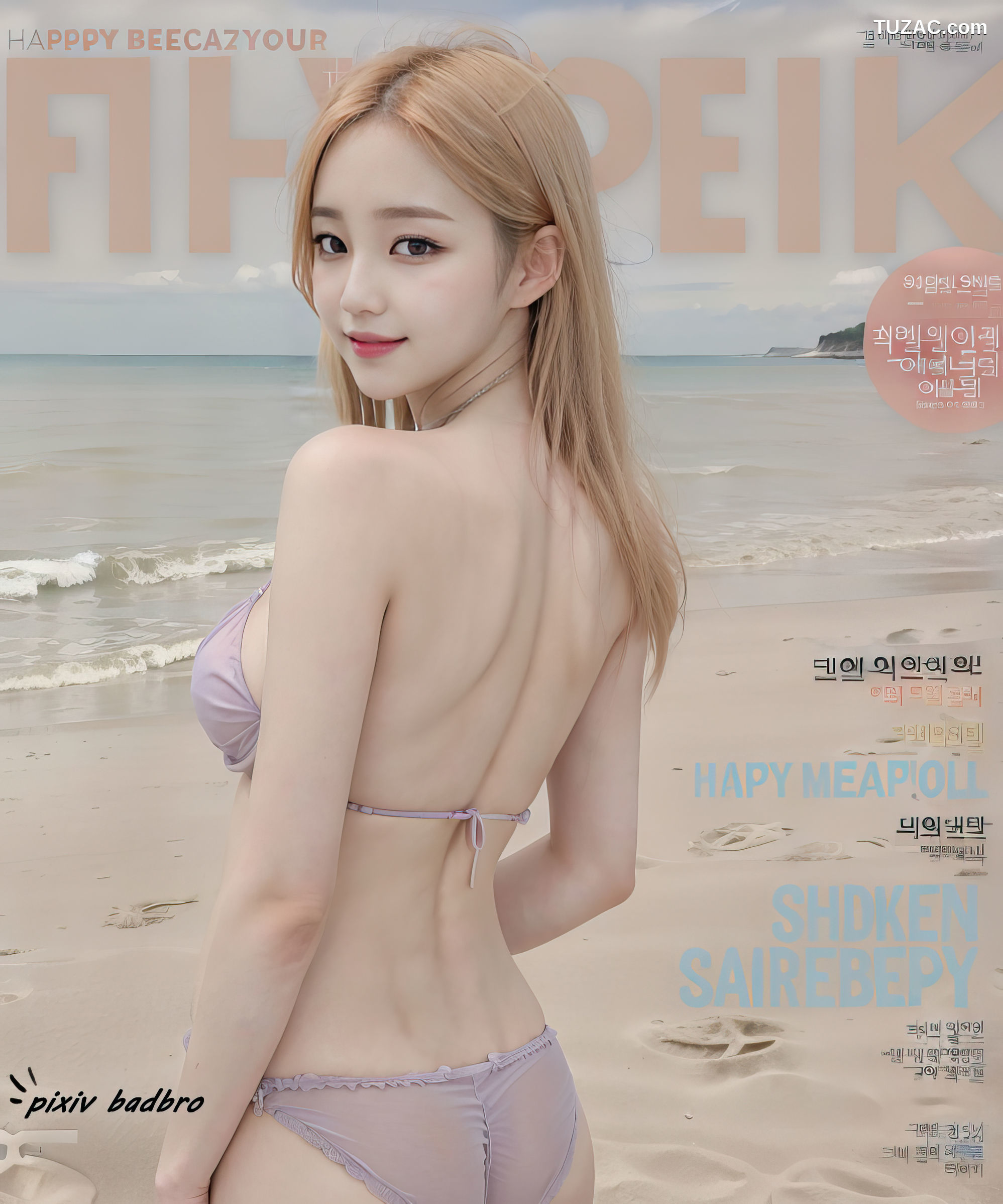 AI美女-杂志封面-海边比基尼-bikini-magazine1-BadBro