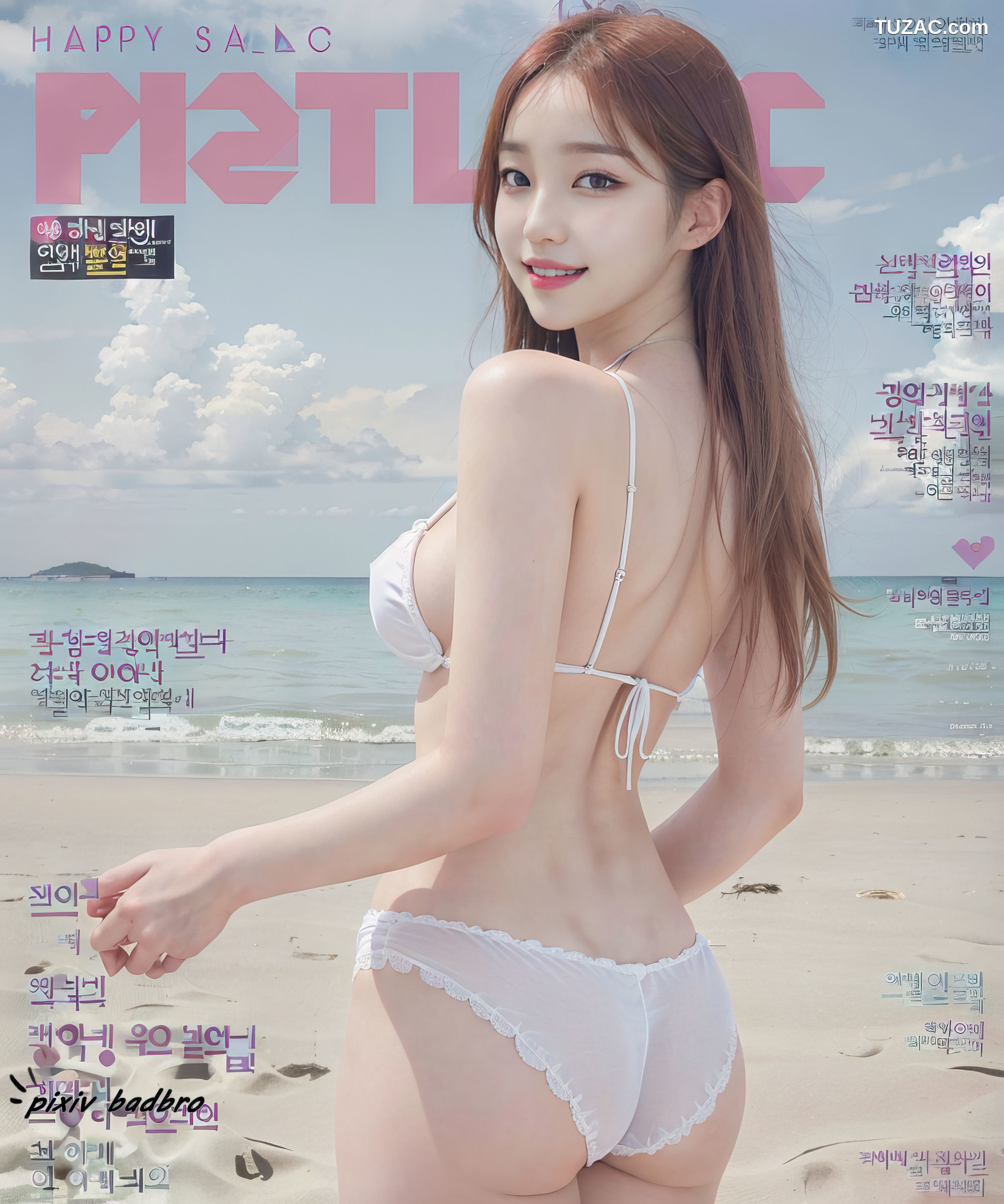 AI美女-杂志封面-海边比基尼-bikini-magazine1-BadBro