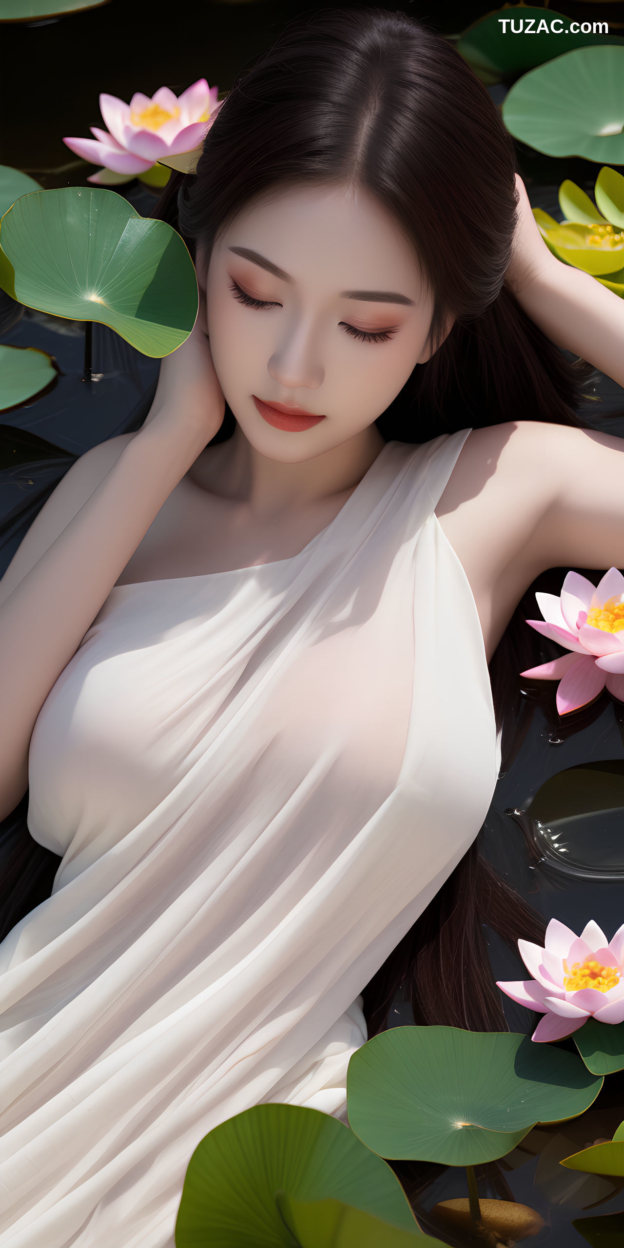 AI美女-河畔夏荷