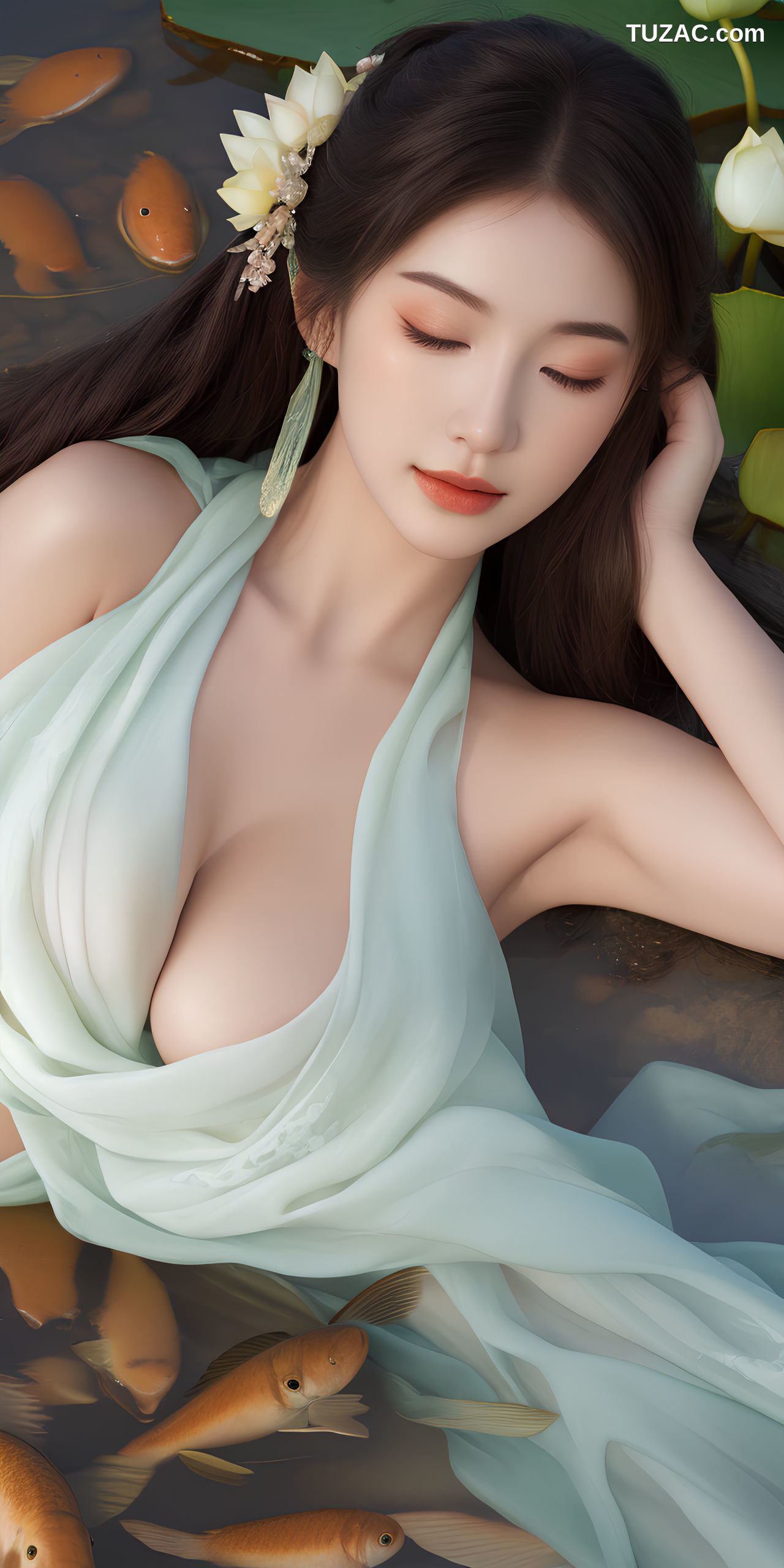 AI美女-河畔夏荷