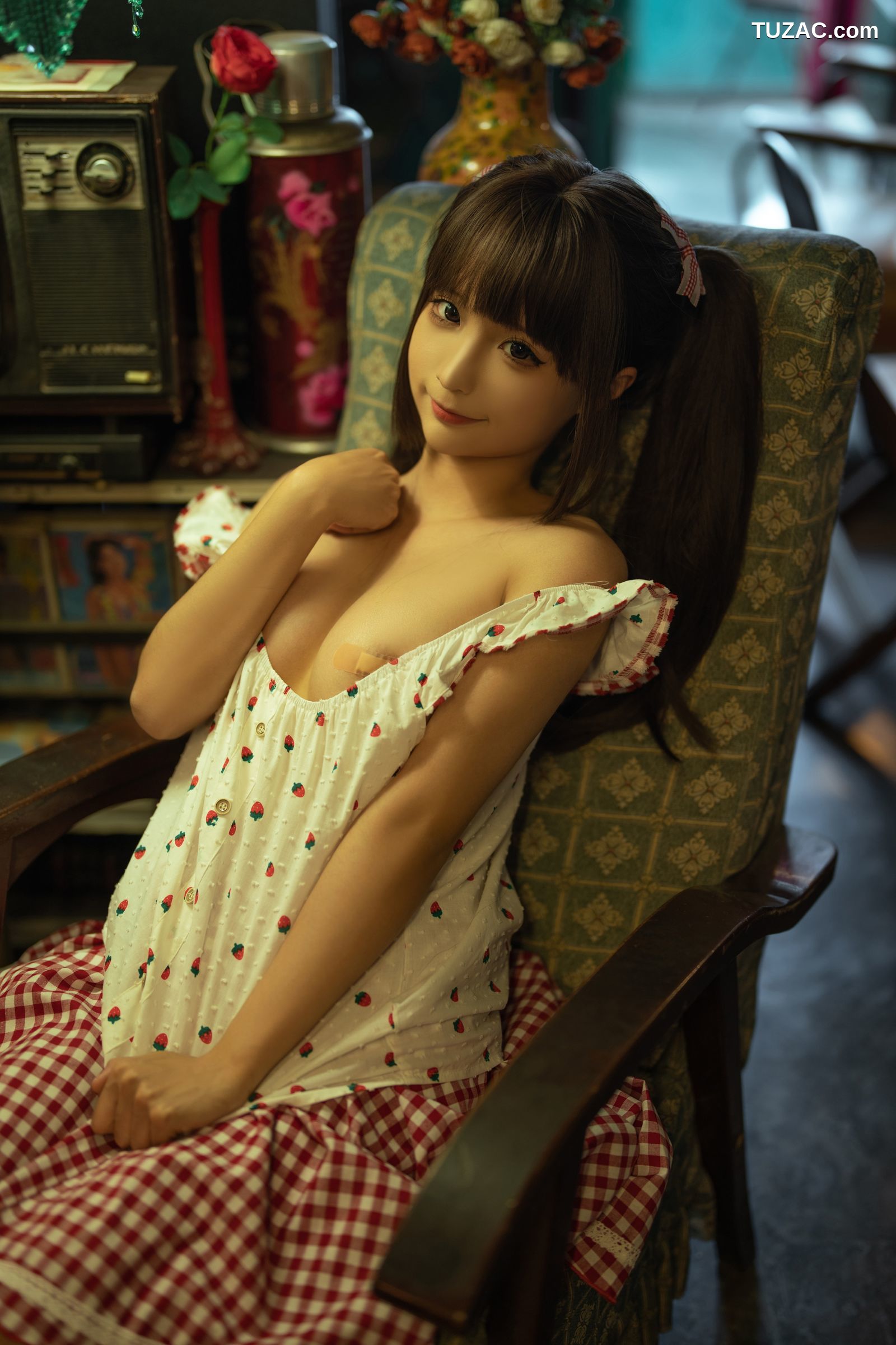 蠢沫沫-红格子-Strawberry-Shirt