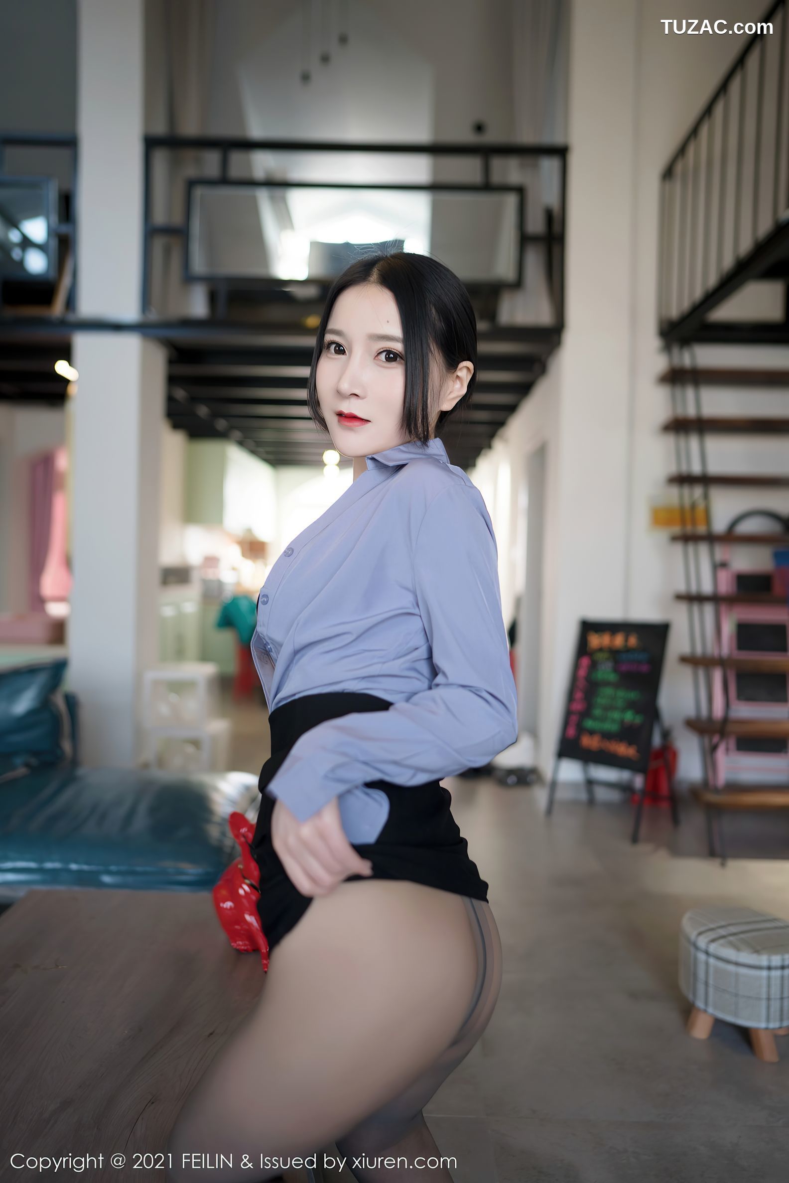 FeiLin嗲囡囡-369-林煊煊-职场秘书OL制服黑色内衣-2021.01.19
