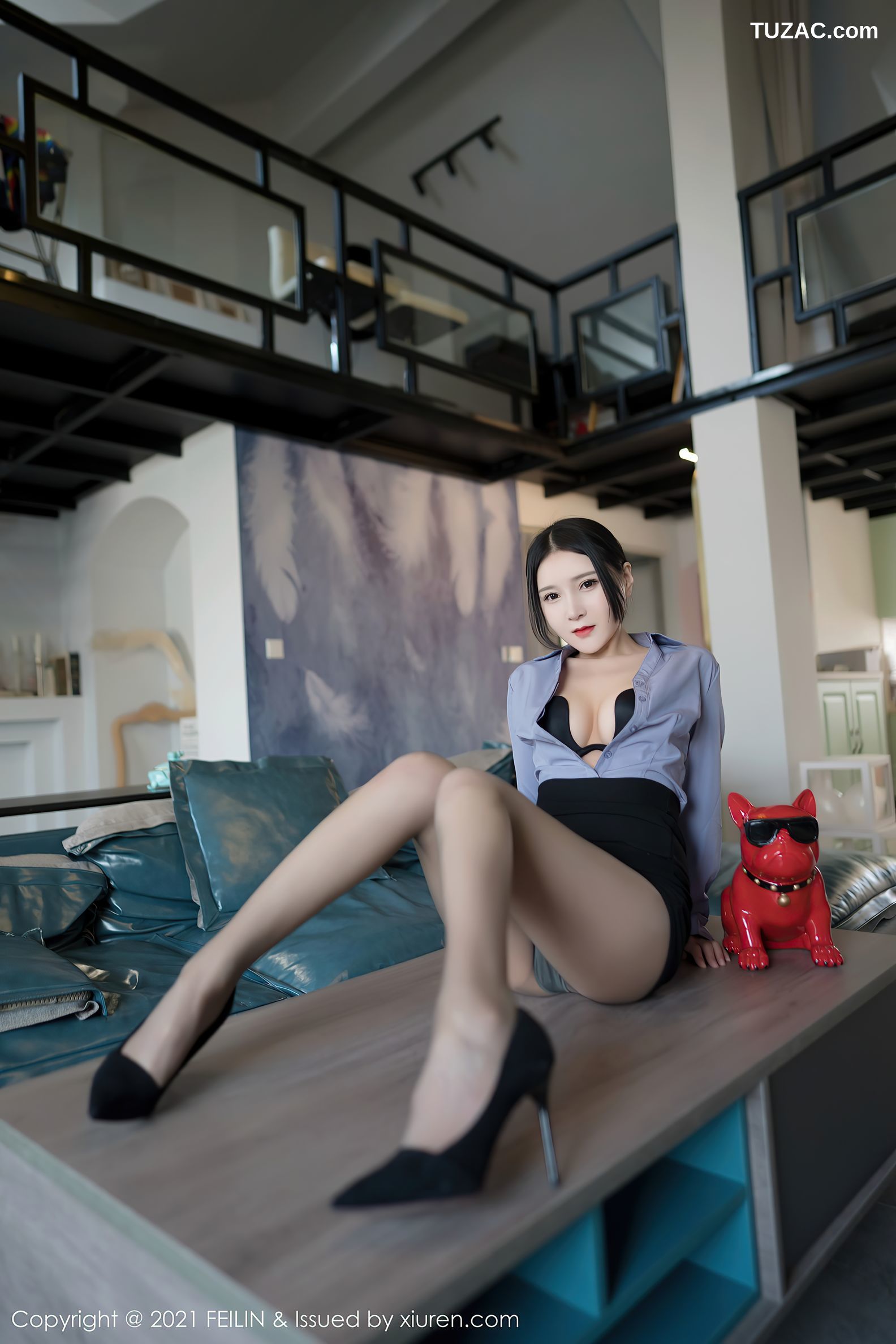 FeiLin嗲囡囡-369-林煊煊-职场秘书OL制服黑色内衣-2021.01.19