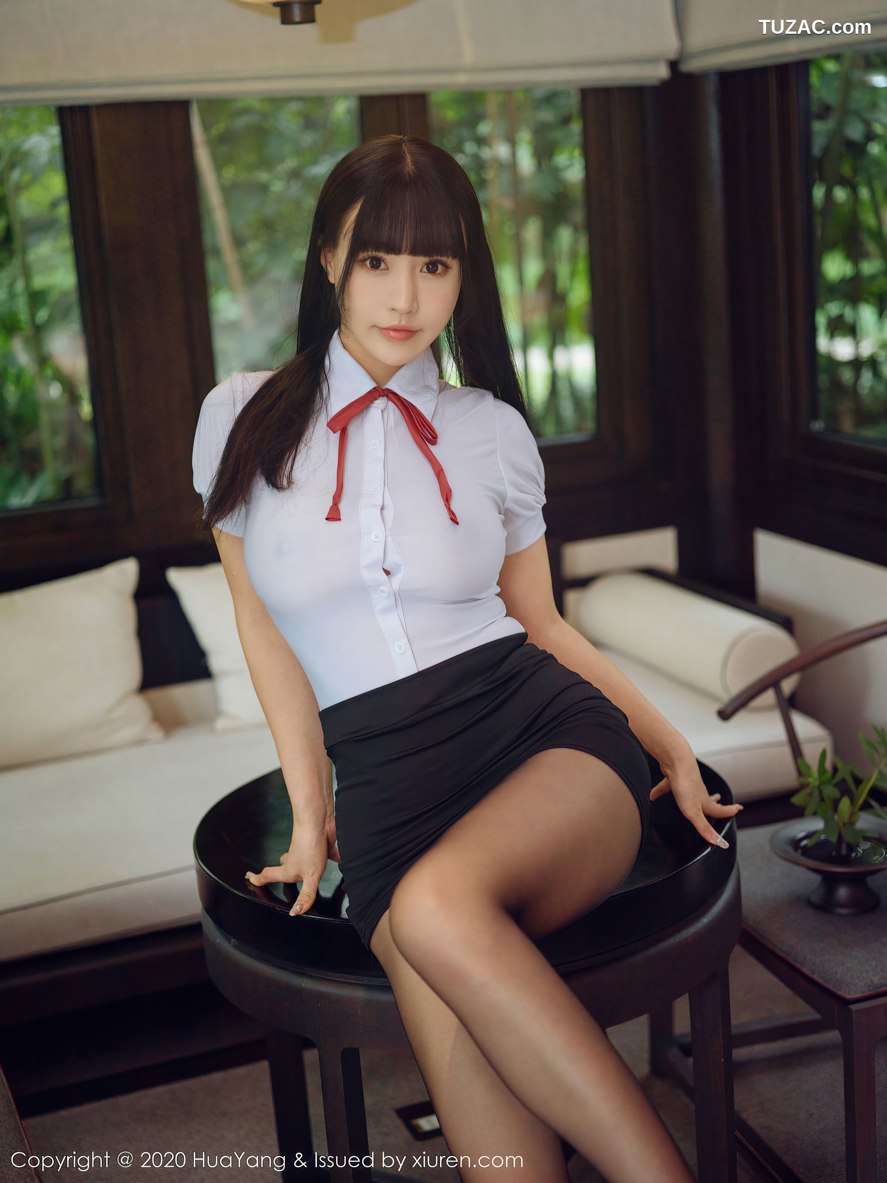 HuaYang花漾-318-朱可儿Flower-白衬衫黑短裙黑丝OL系列