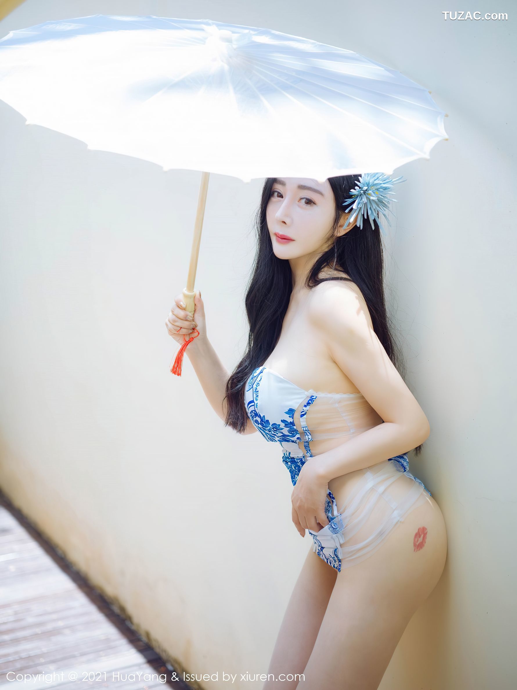 HuaYang花漾-450-允爾-朔阳旅拍-青花瓷薄透短裙透视