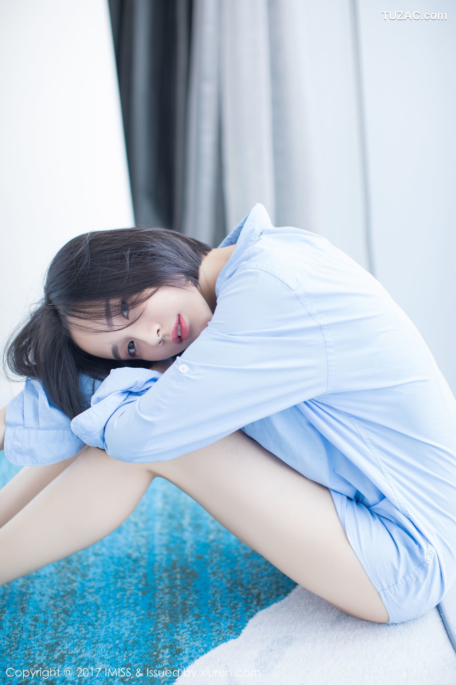 IMiss爱蜜社-178-Livia-清爽蓝色衬衣-白色蕾丝