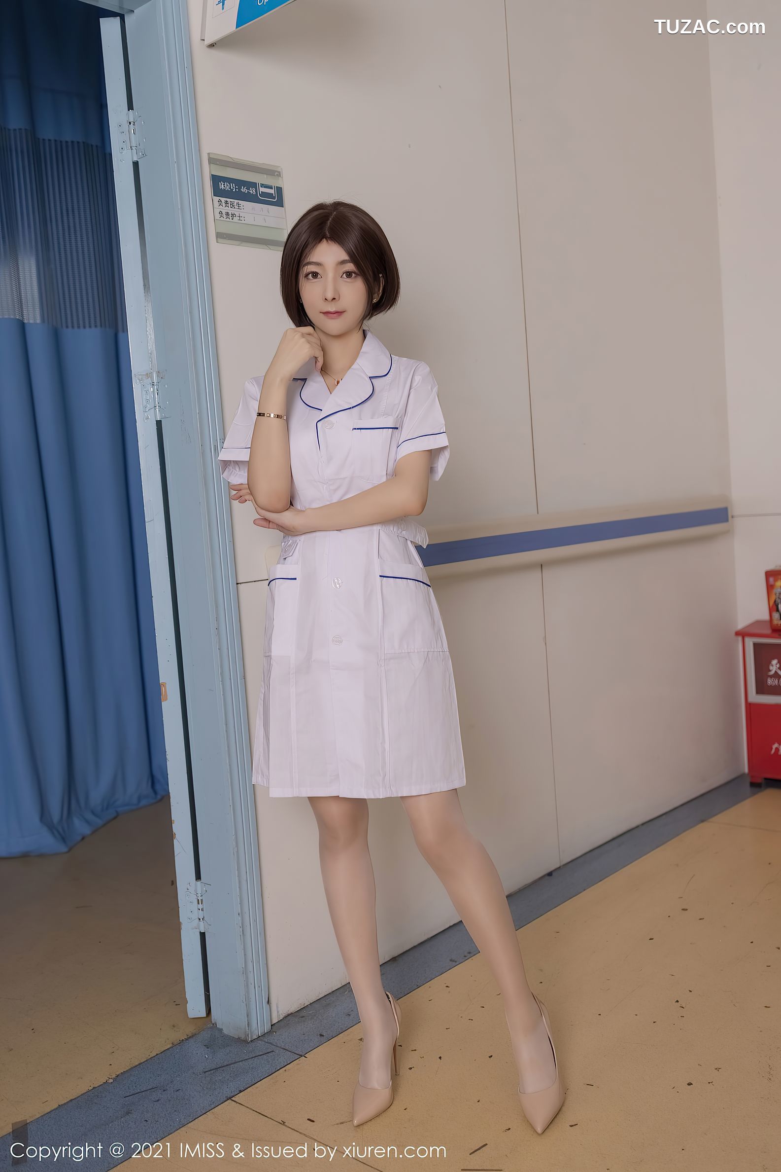 IMiss爱蜜社-580-小热巴-护士制服白色内衣-2021.04.22