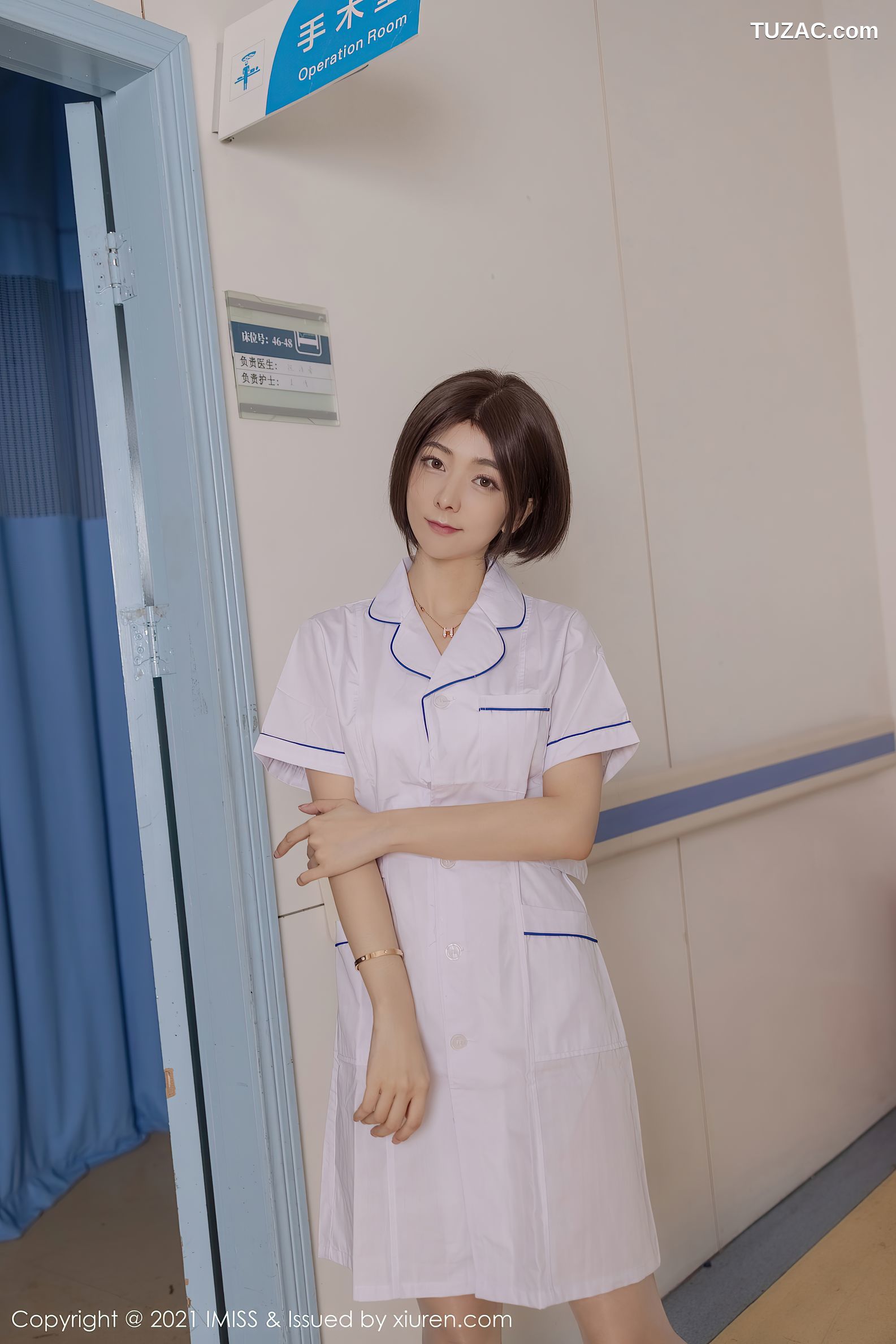 IMiss爱蜜社-580-小热巴-护士制服白色内衣-2021.04.22