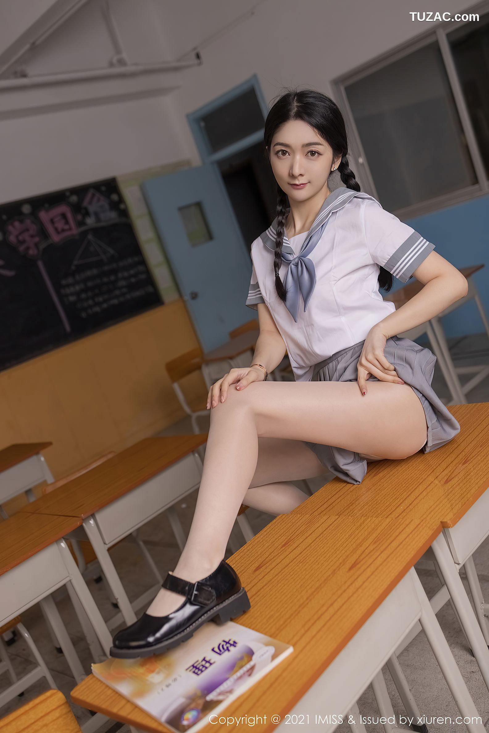 IMiss爱蜜社-583-小热巴-校服制服主题教室粉色内衣-2021.04.26