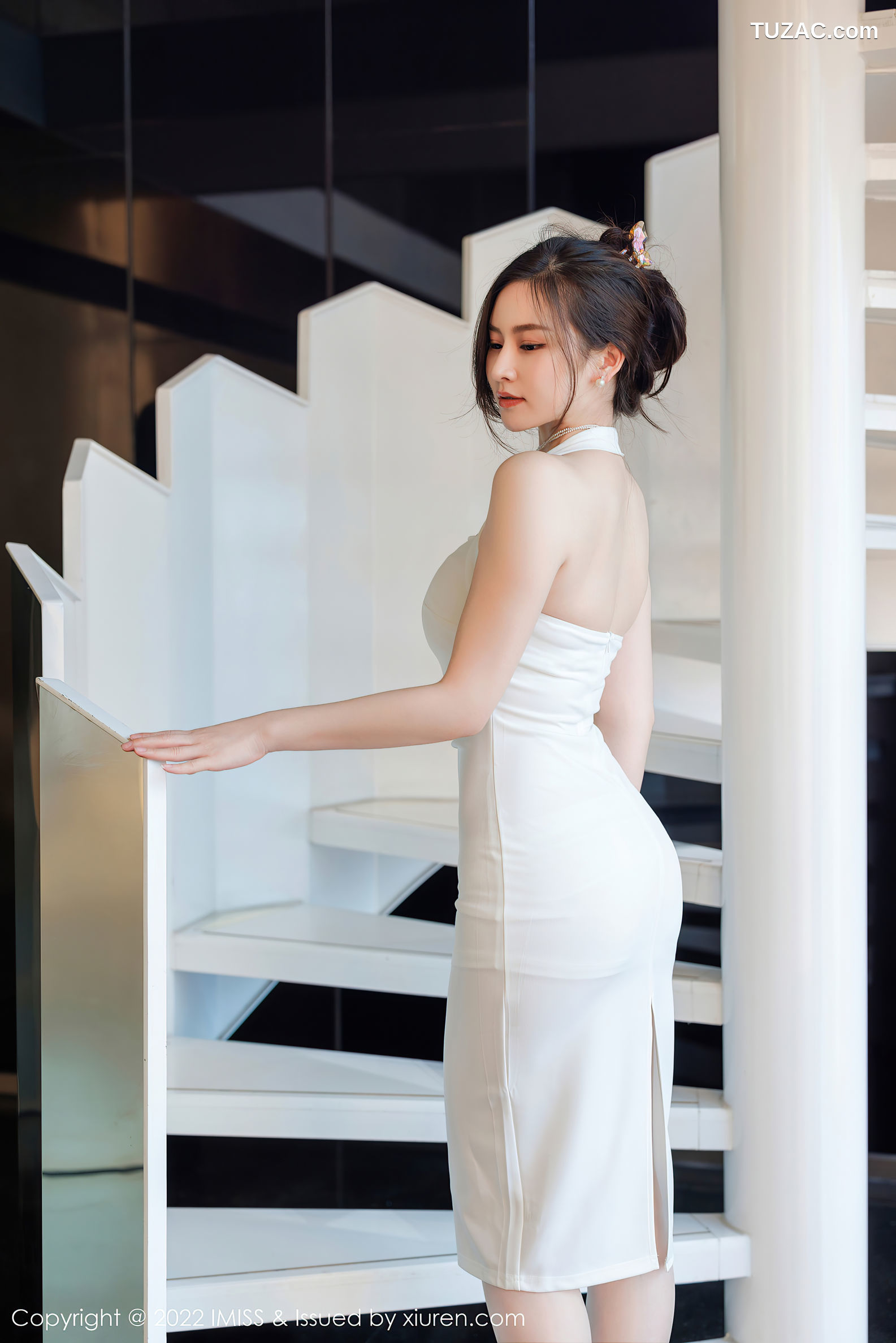 IMiss爱蜜社-705-Vanessa-白色连衣长裙白色内衣肉丝-2022.10.10
