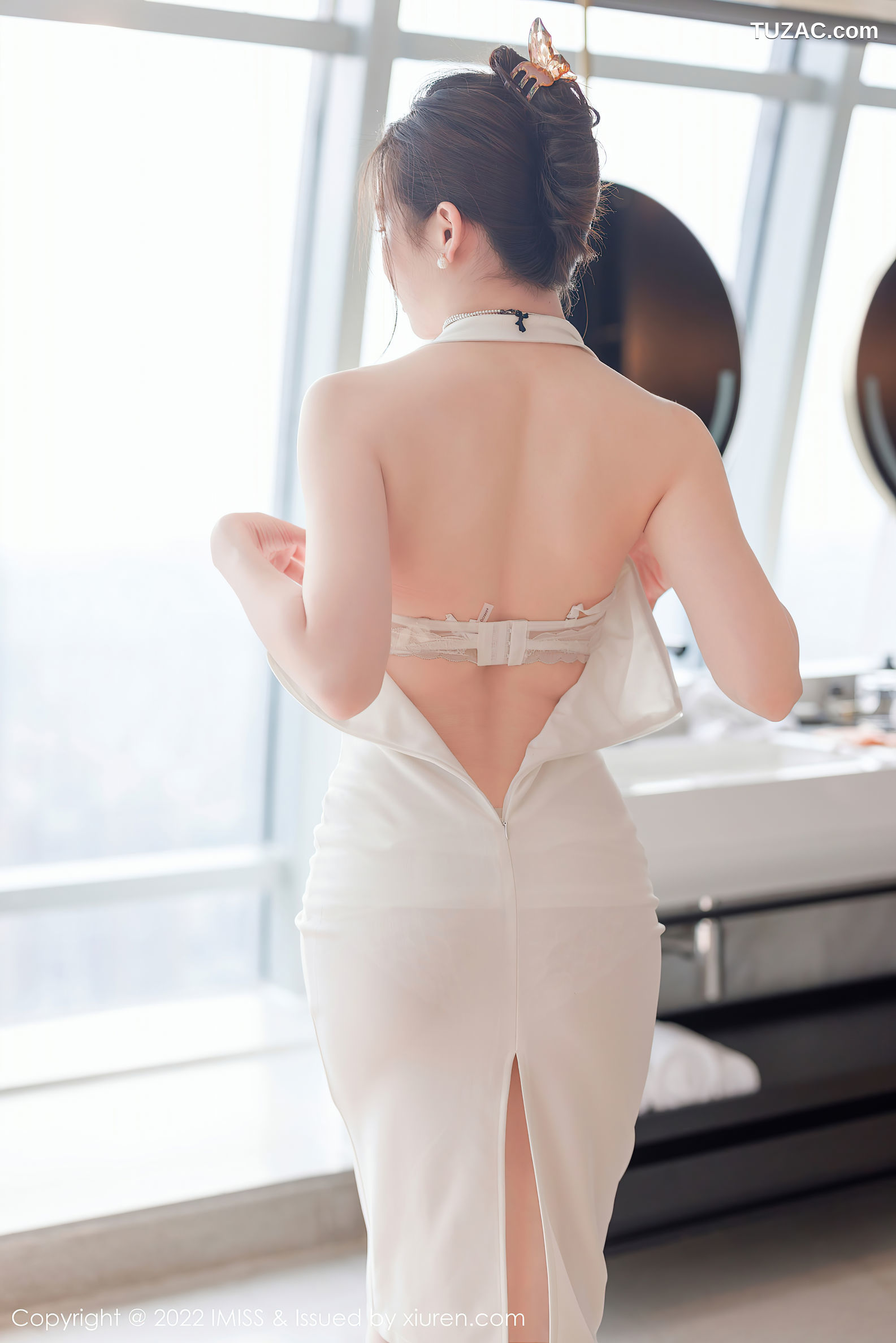 IMiss爱蜜社-705-Vanessa-白色连衣长裙白色内衣肉丝-2022.10.10