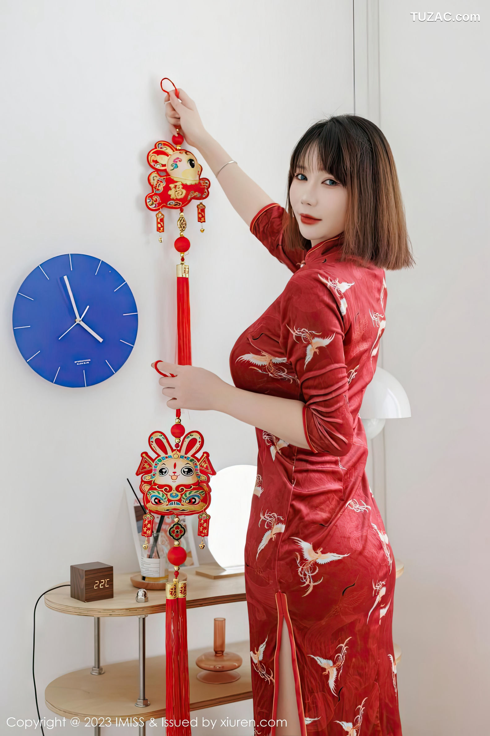 IMiss爱蜜社-716-陈赞之-红色旗袍红色蕾丝内衣-2023.02.07