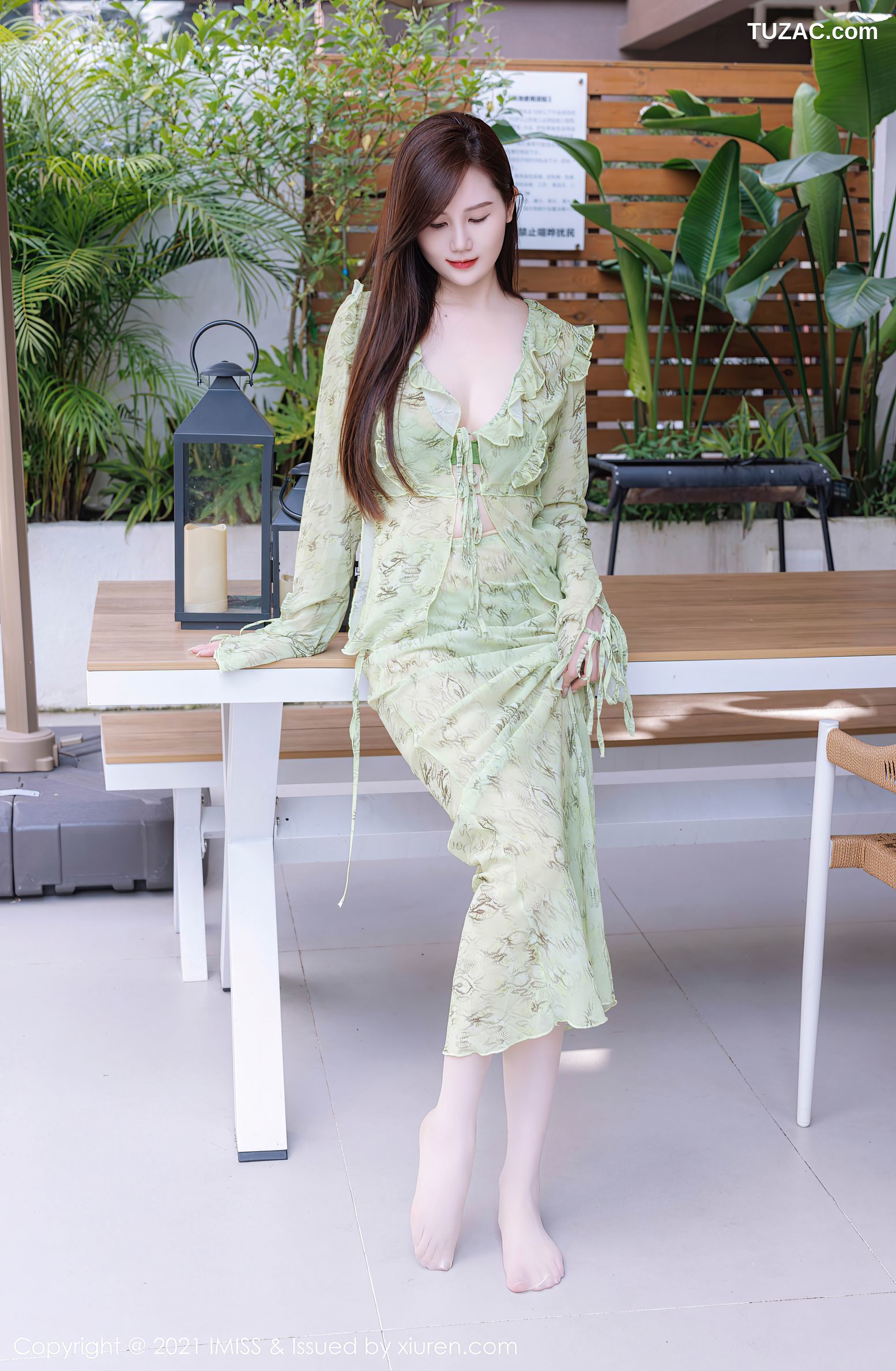 IMiss爱蜜社-758-SISY思-淡绿色连衣裙绿色比基尼-2023.10.23