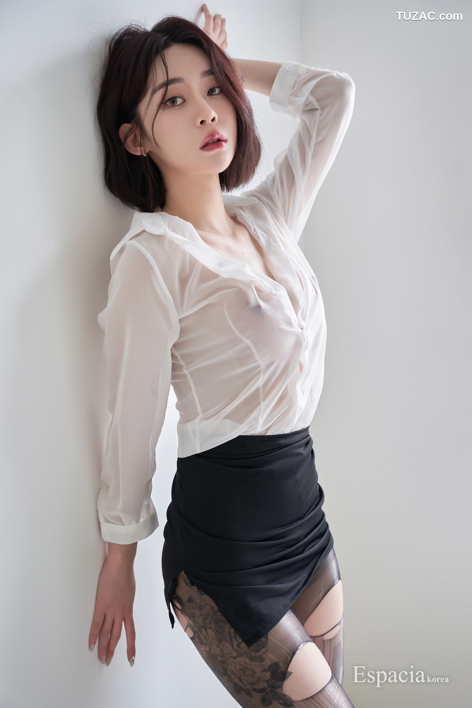 Rahee-EHC-045-白衬衫湿身凸点黑短裙