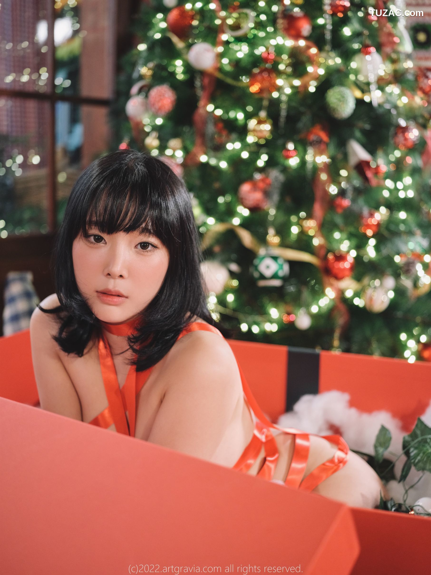 韩国美女-Jang-Joo-Isabella-红色带子-黑色带子情趣内衣-ArtGravia