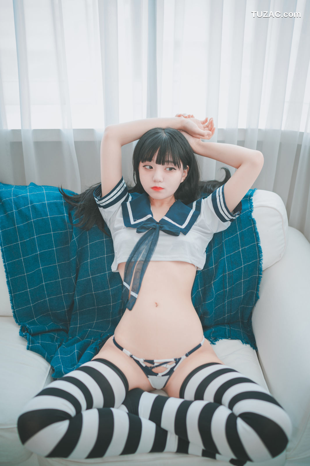 韩国美女-Jenny-정제니-水手服条纹袜-Sailor-Stripes-DJAWA