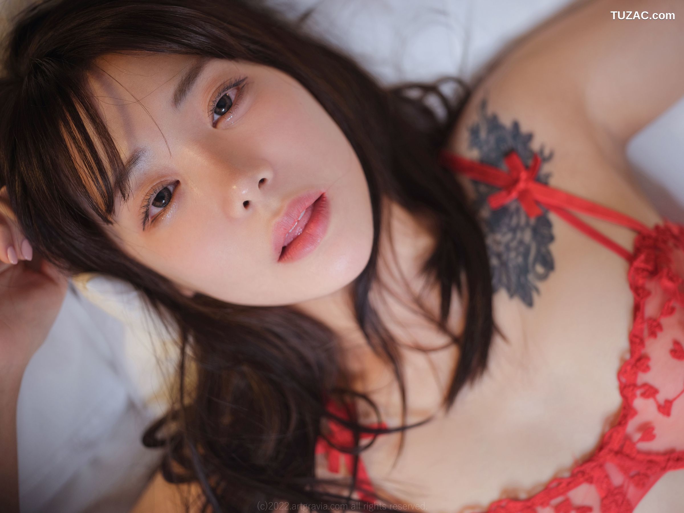 韩国美女-Wuyo-红蕾丝粉蕾丝手铐-ArtGravia-393