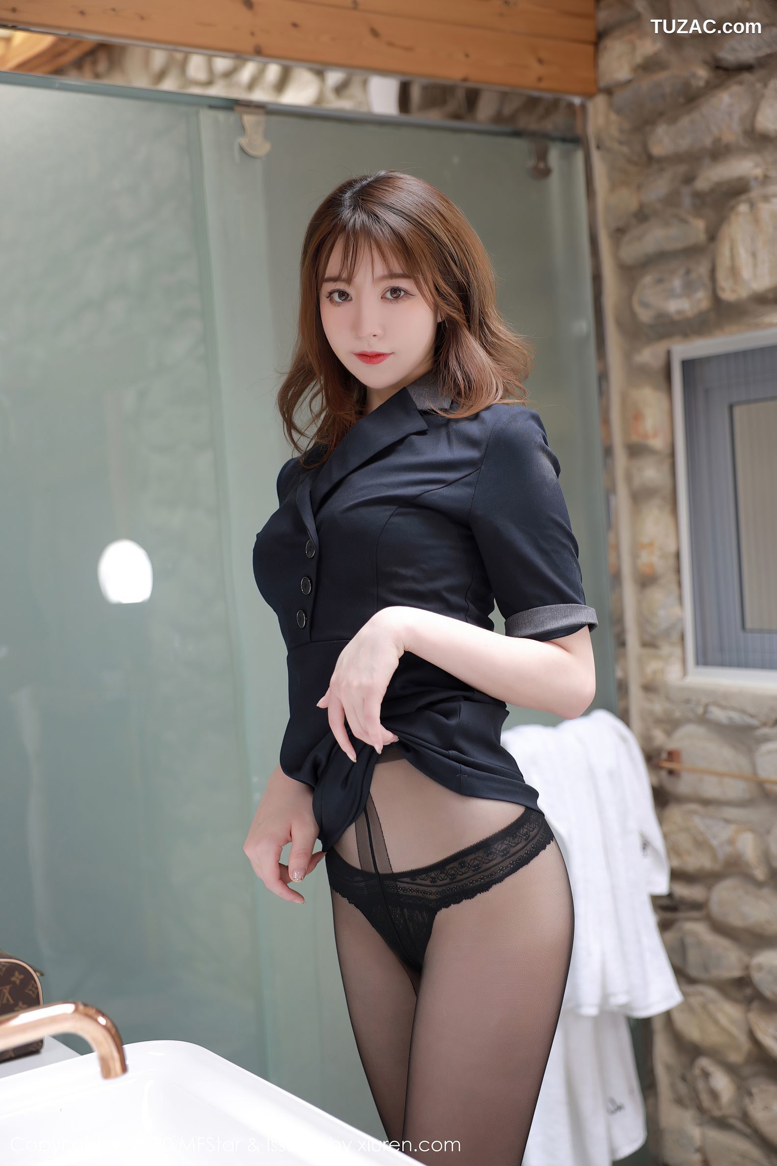 MFStar模范学院-337-yoo优优-浴室黑色制服系列