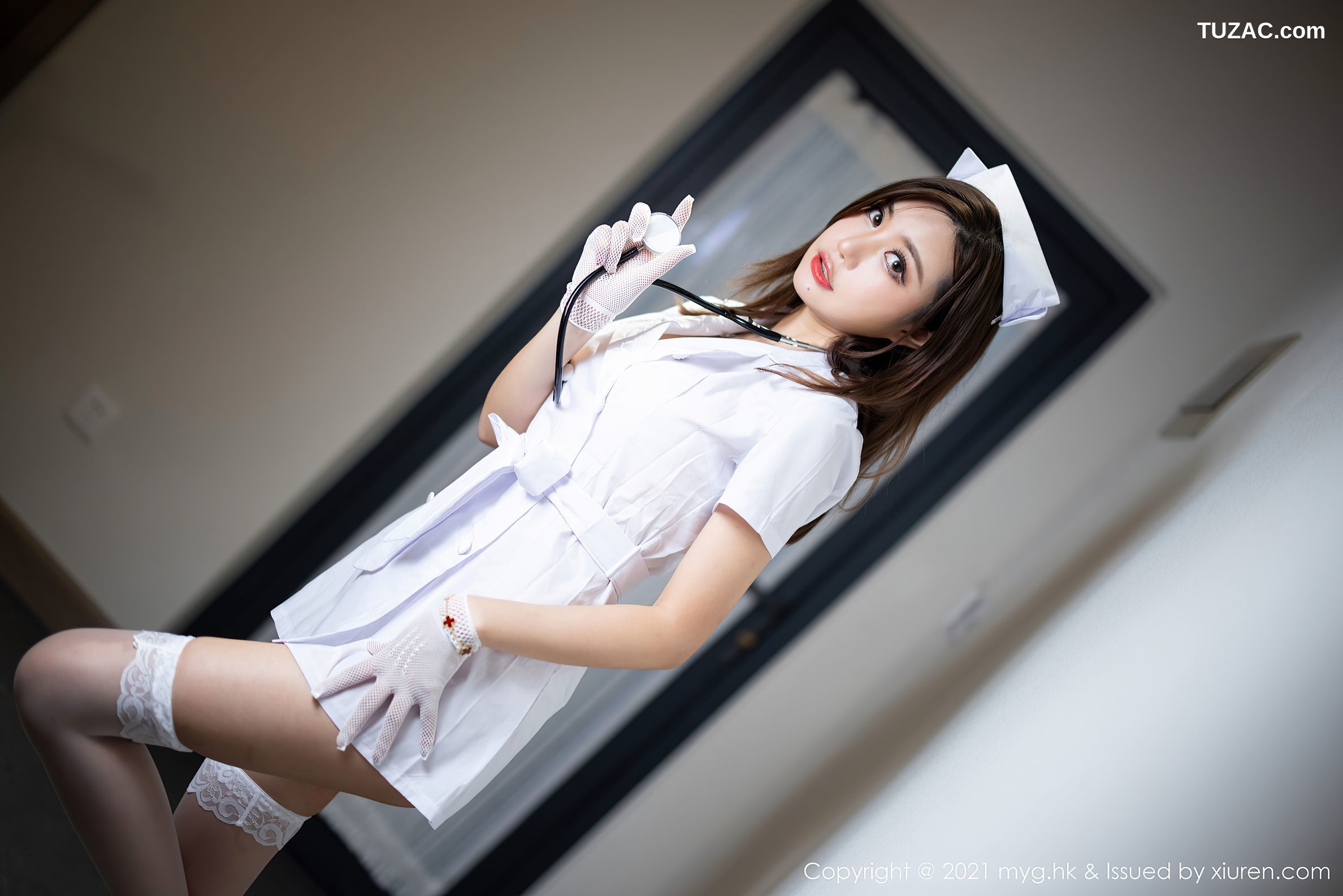 MyGirl美媛馆-578-绮里嘉Carina-杭州旅拍护士制服主题缕空蕾丝内衣-2021.08.20