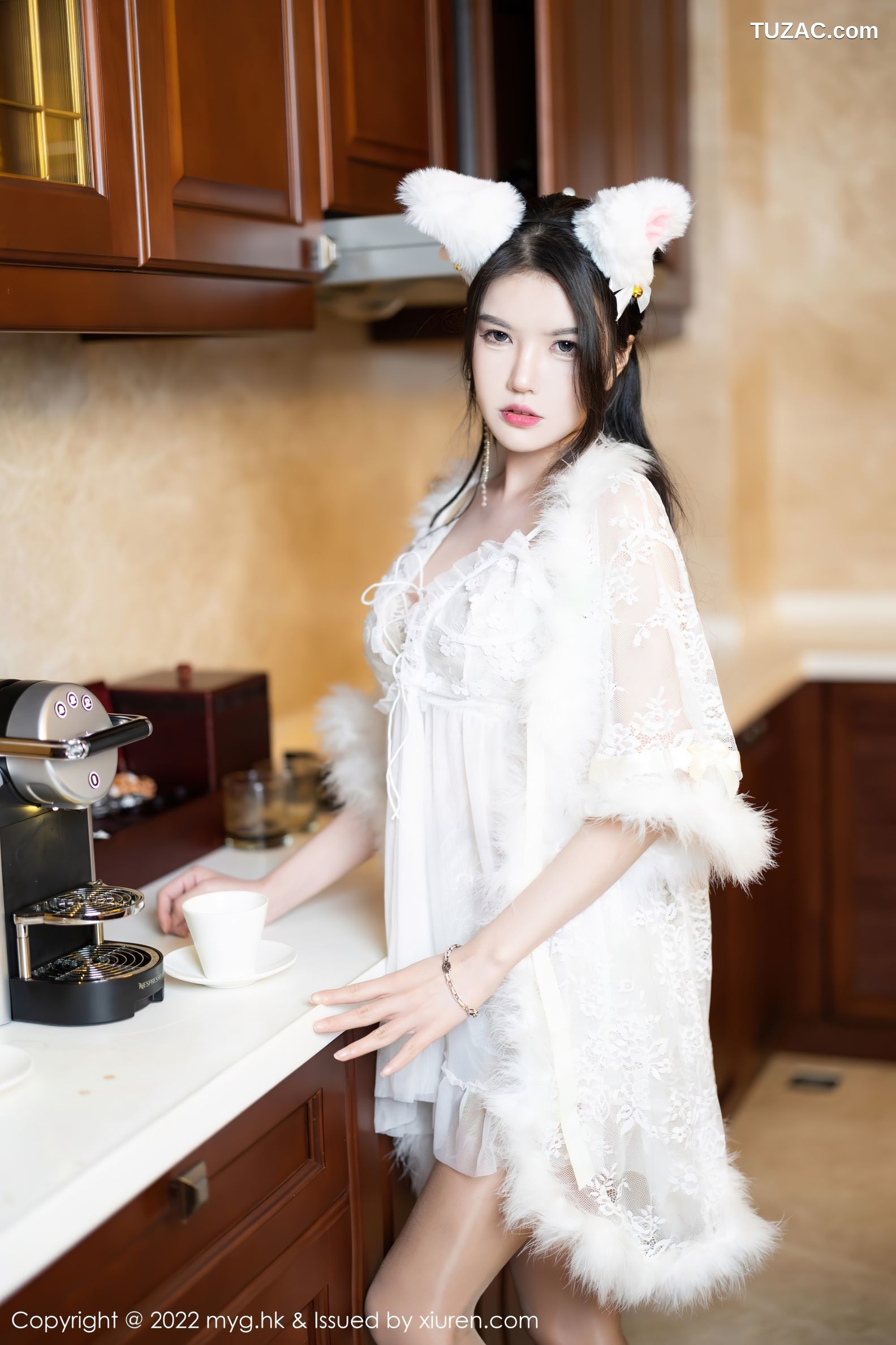 MyGirl美媛馆-627-媛媛酱-珠三角旅拍厨房白蕾丝猫耳情趣服饰-2022.02.17