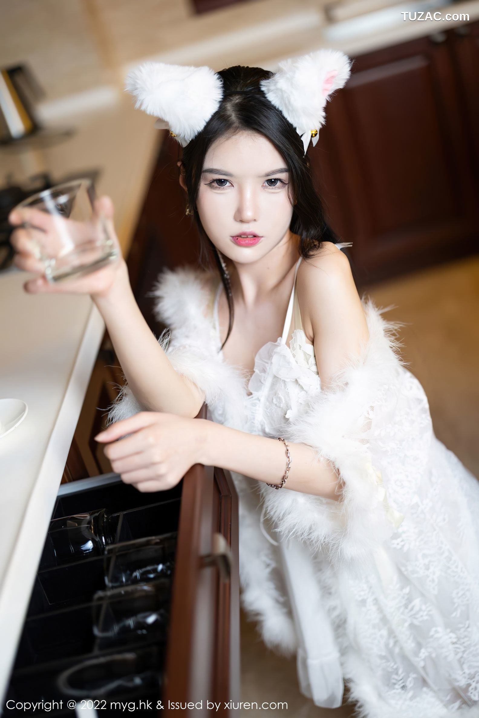 MyGirl美媛馆-627-媛媛酱-珠三角旅拍厨房白蕾丝猫耳情趣服饰-2022.02.17