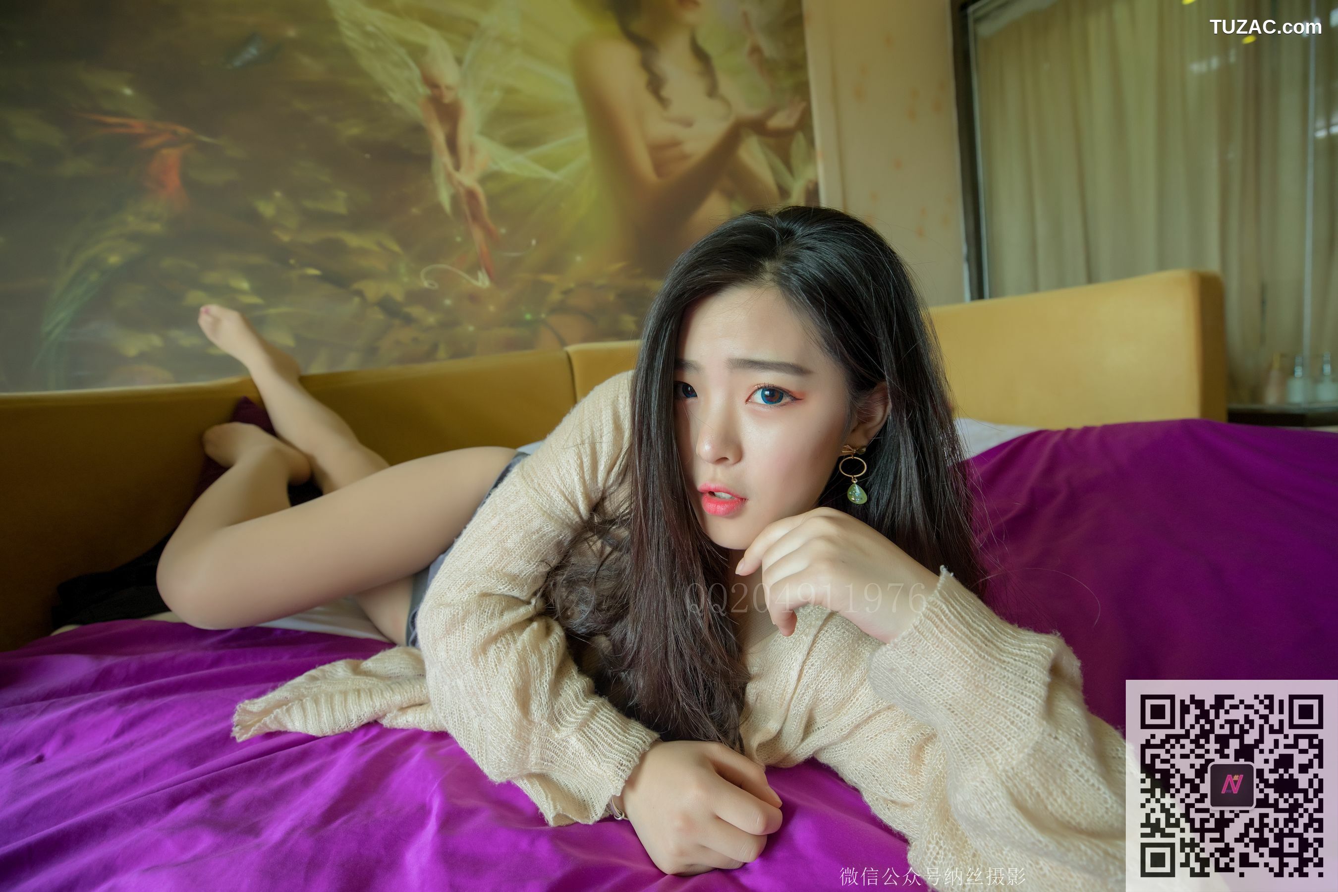 纳丝摄影_帆帆《情趣圆床上的肉丝美腿》 写真集[51P]