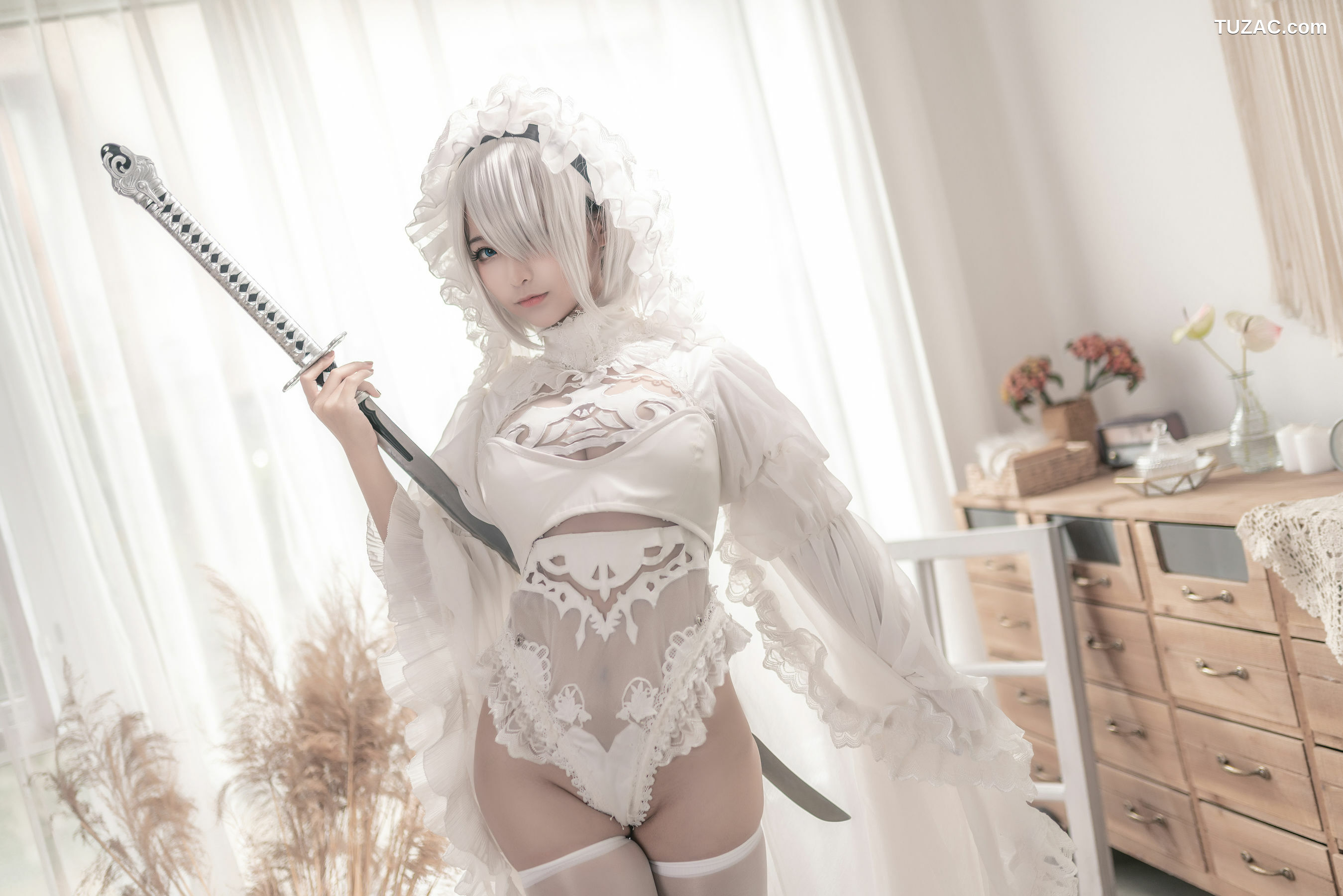 网络美女_ 蠢沫沫 - 尼尔纪元 白花嫁 写真套图[20P]