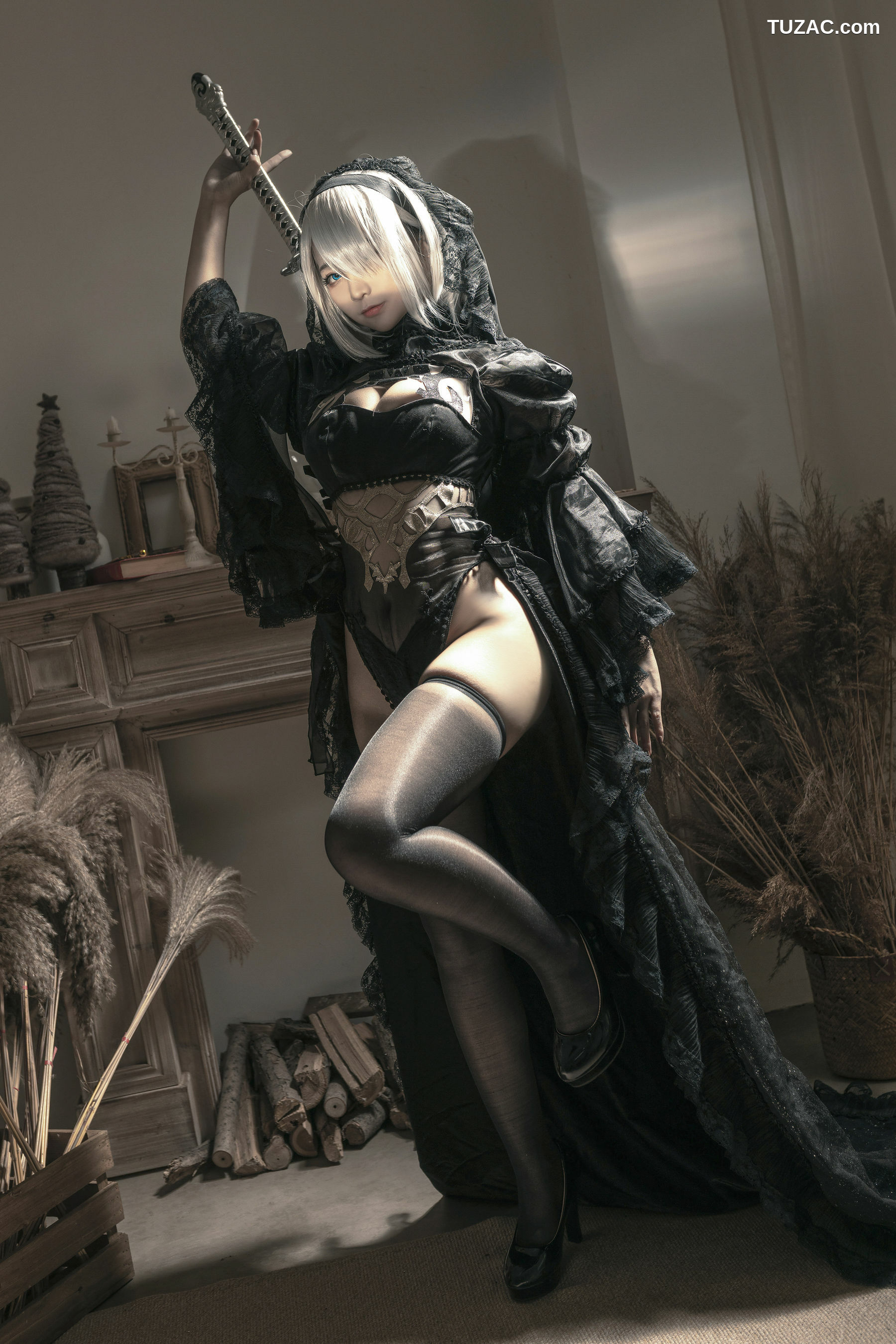 网络美女_ 蠢沫沫 - 尼尔纪元 黑花嫁 写真套图[20P]