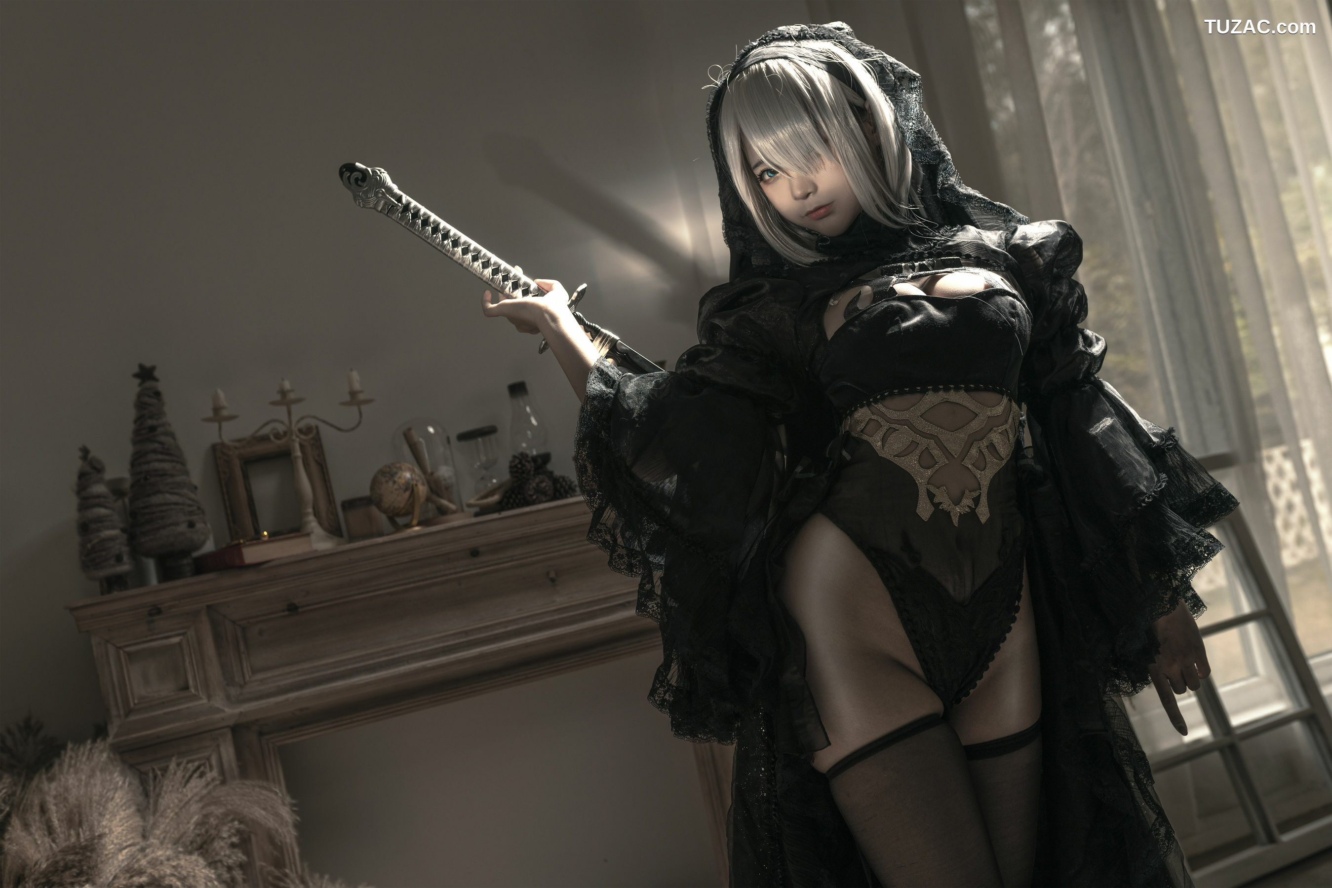 网络美女_ 蠢沫沫 - 尼尔纪元 黑花嫁 写真套图[20P]