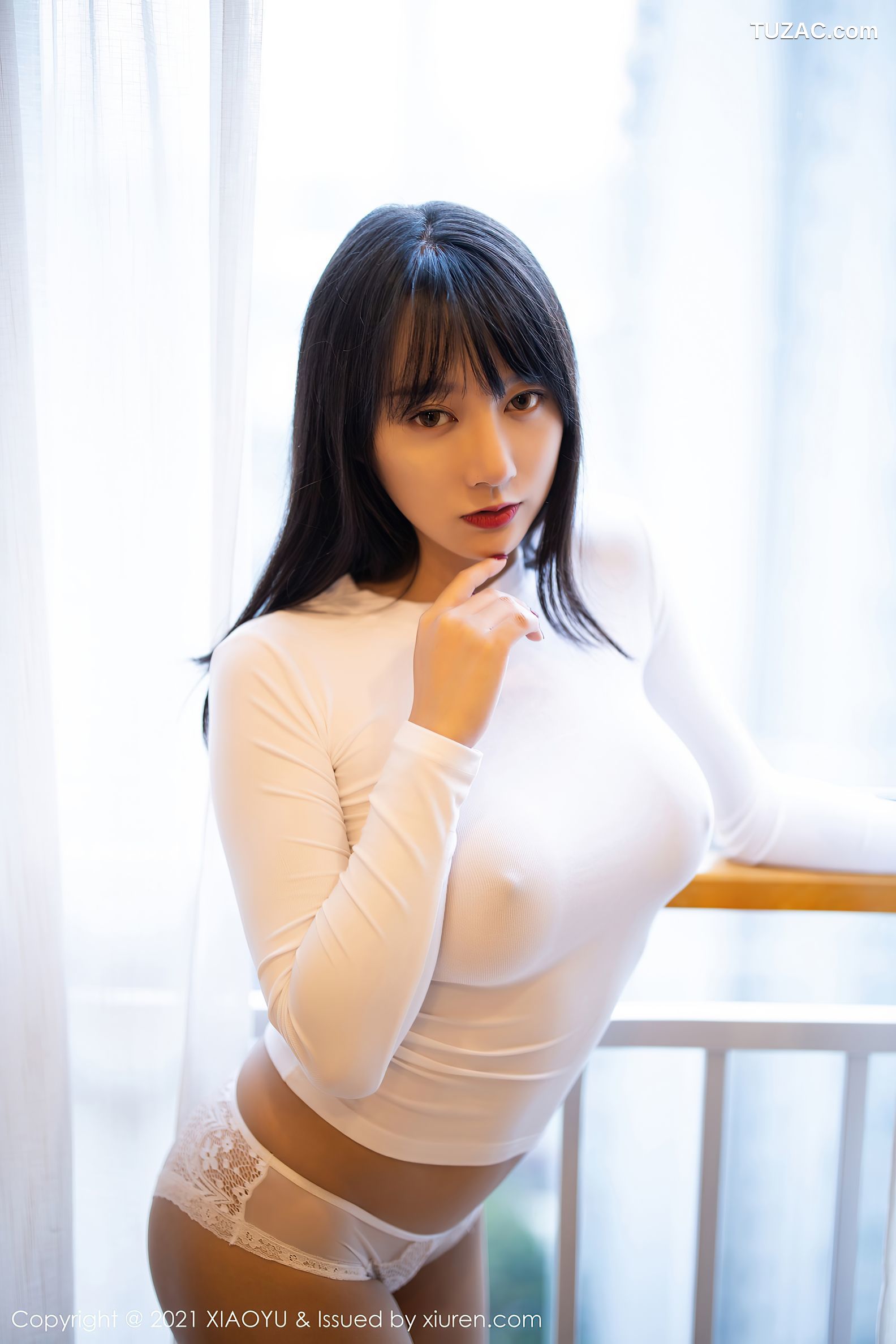 XiaoYu语画界-454-何嘉颖-浴室白色真空服饰透视内裤-2021.01.19