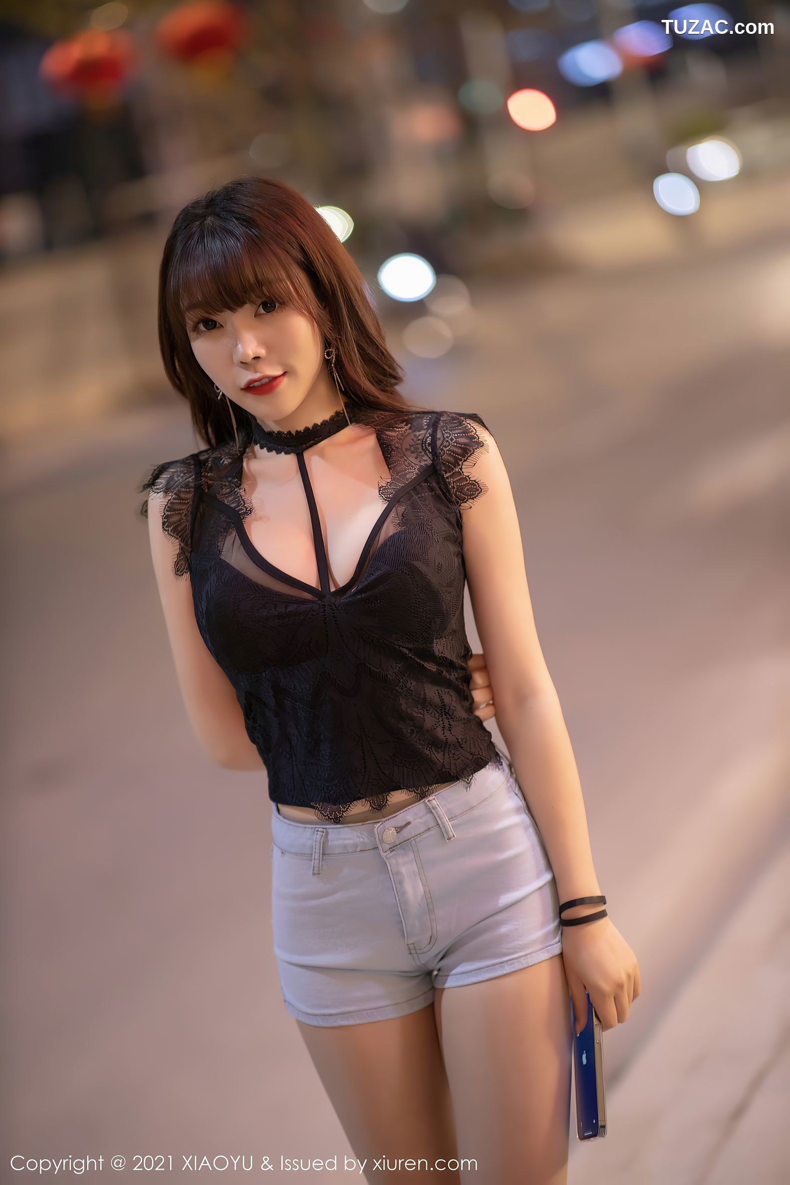 XiaoYu语画界-494-芝芝-牛仔短裤黑色情趣内裤-2021.03.23