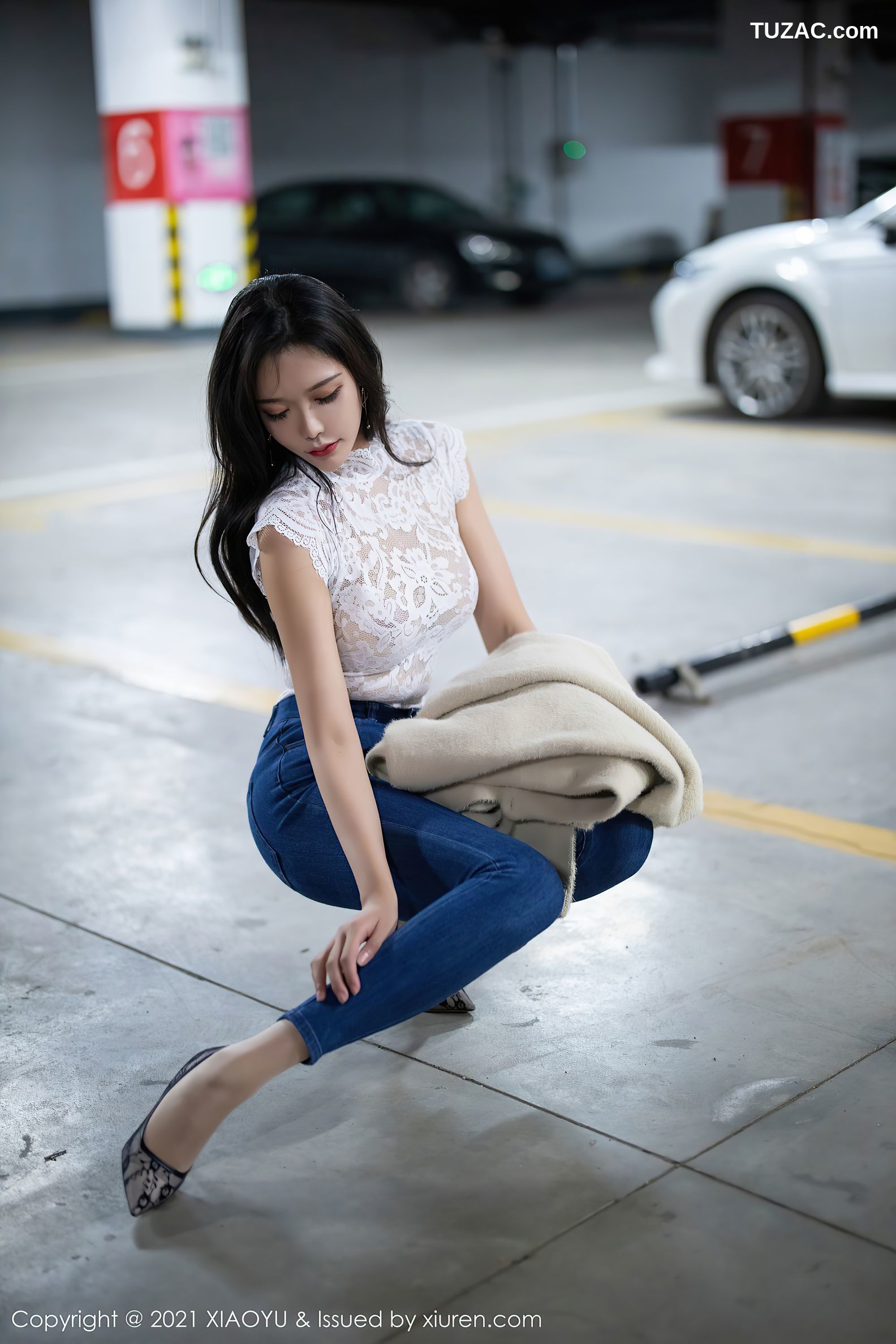 XiaoYu语画界-504-娜比-时尚灵动车拍主题白色高叉连体衣-2021.04.08