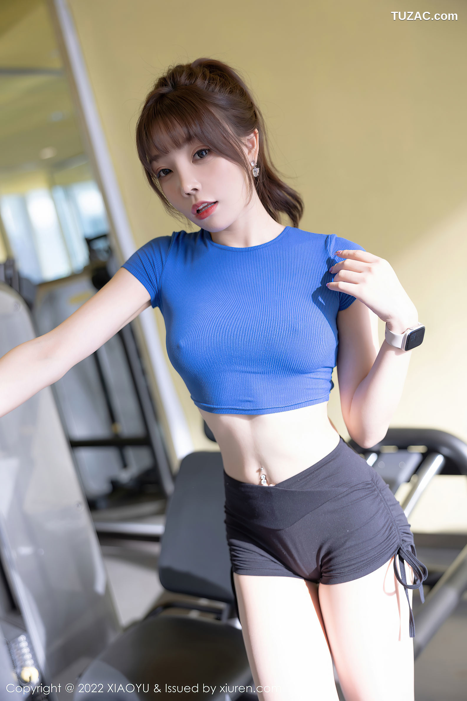 XiaoYu语画界-792-芝芝Booty-蓝色收身衣运动短裤-2022.06.06