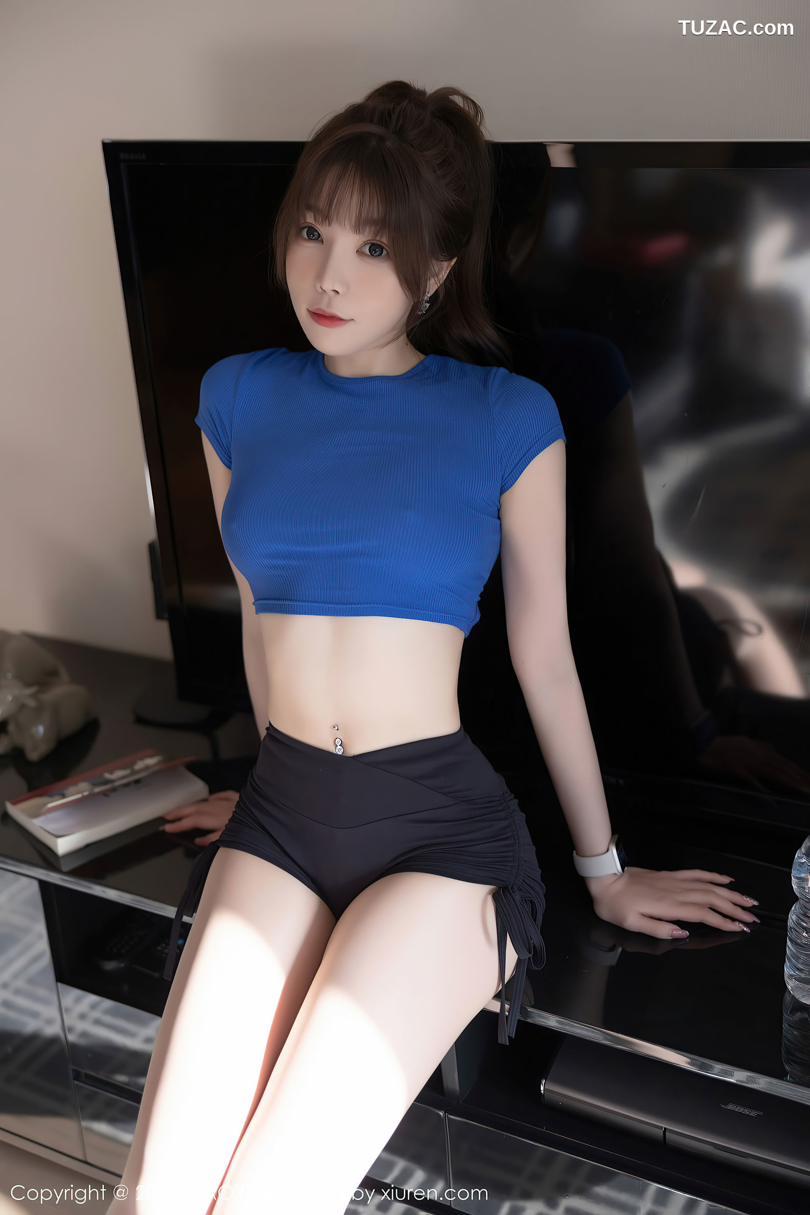 XiaoYu语画界-792-芝芝Booty-蓝色收身衣运动短裤-2022.06.06