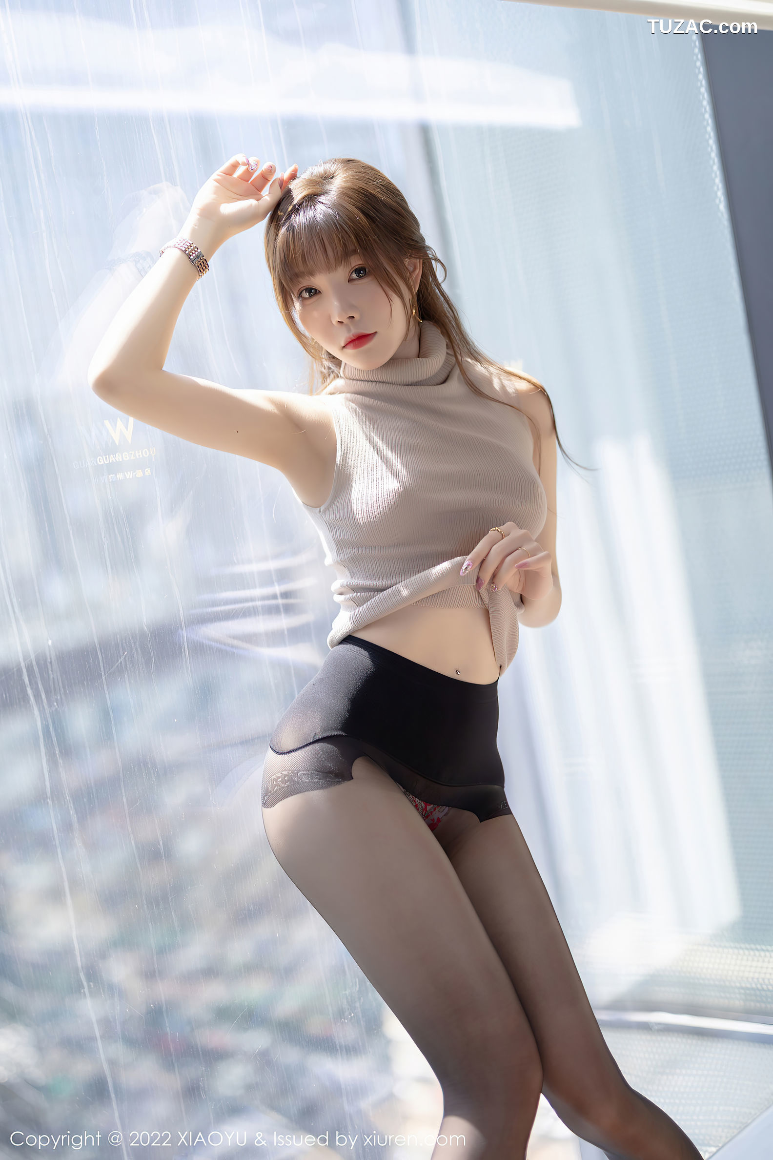 XiaoYu语画界-808-芝芝Booty-杏色收身上衣短裙黑丝-2022.06.28