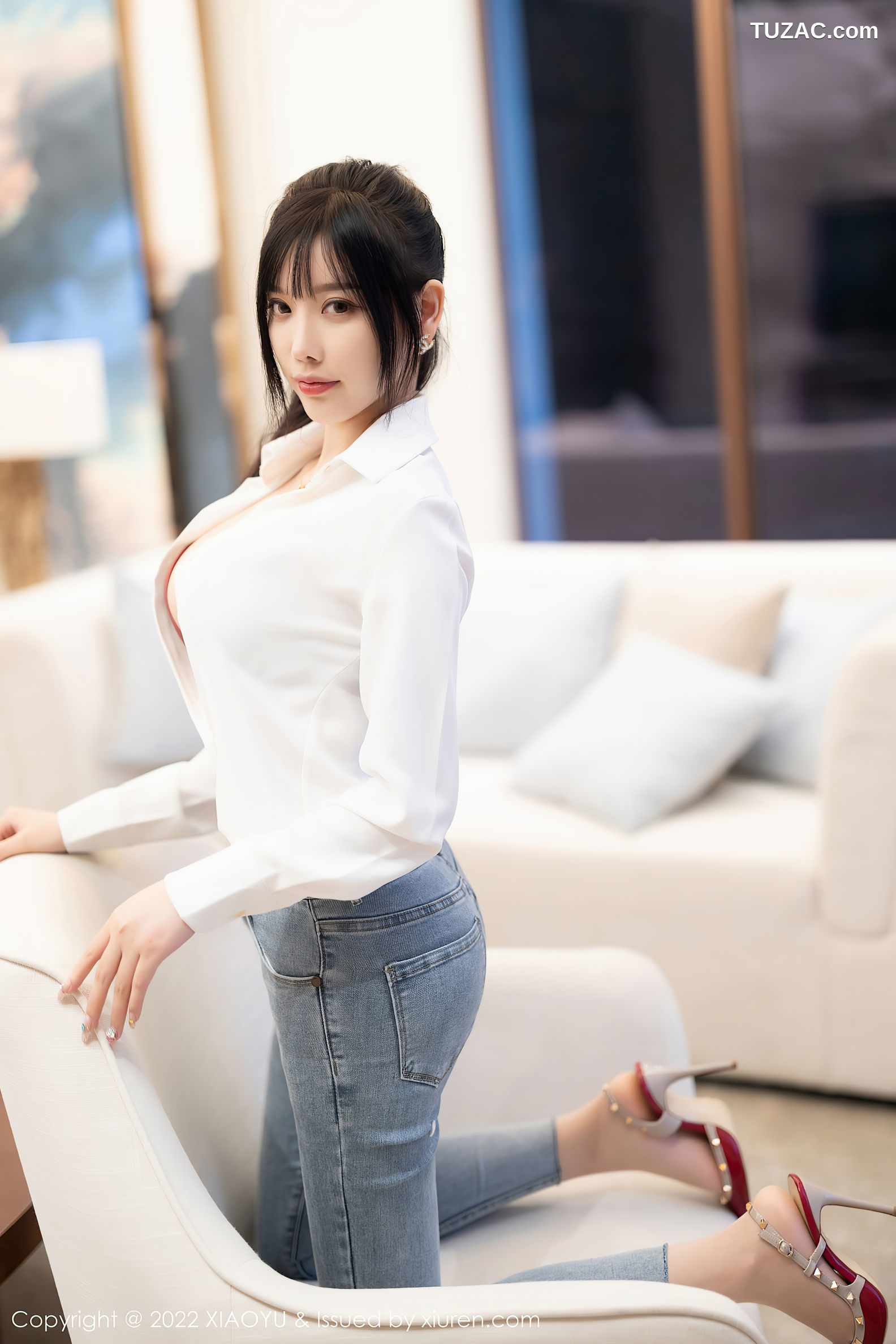 XiaoYu语画界-846-杨晨晨Yome-白衬衫牛仔裤红色内衣肉丝-2022.08.19