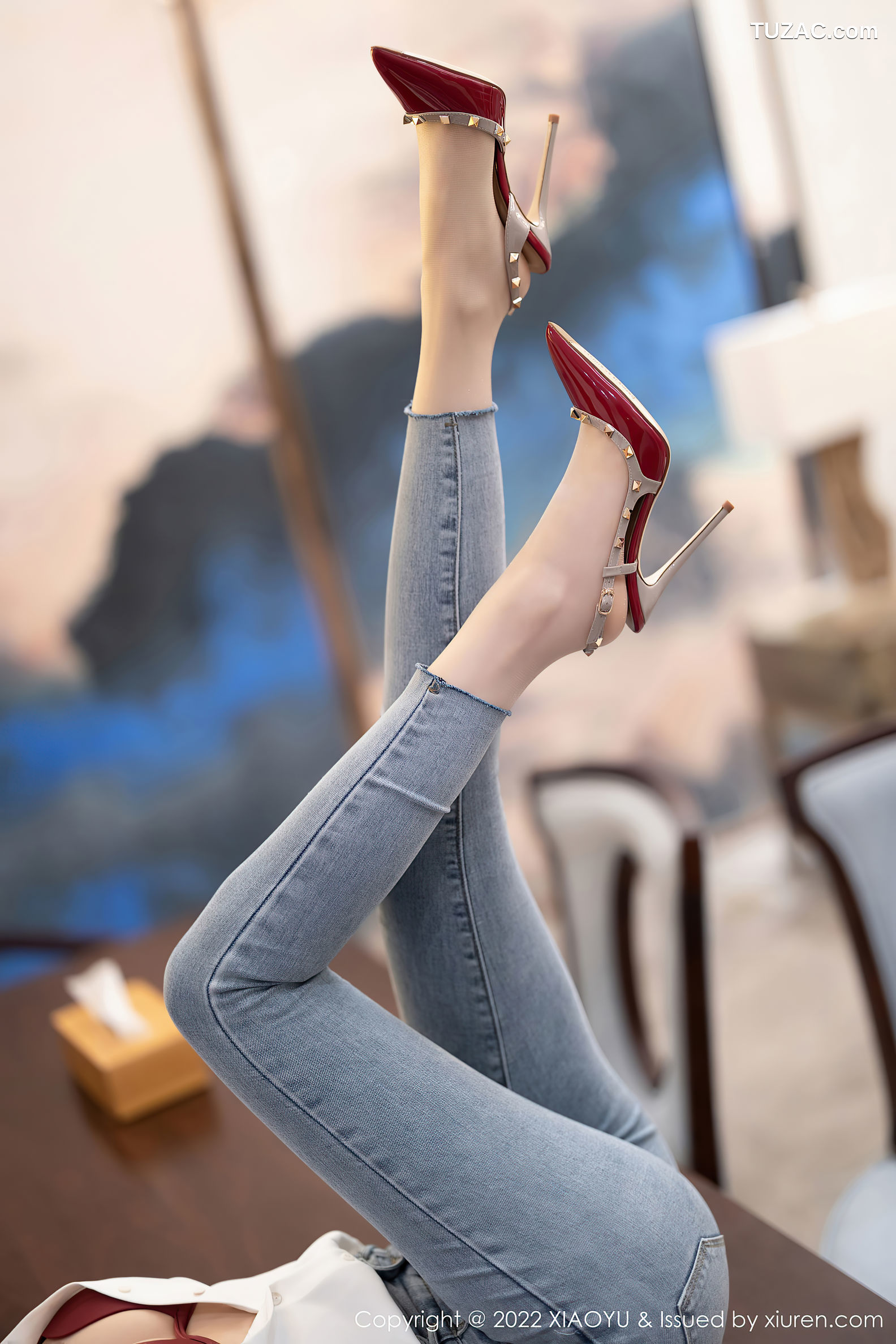 XiaoYu语画界-846-杨晨晨Yome-白衬衫牛仔裤红色内衣肉丝-2022.08.19