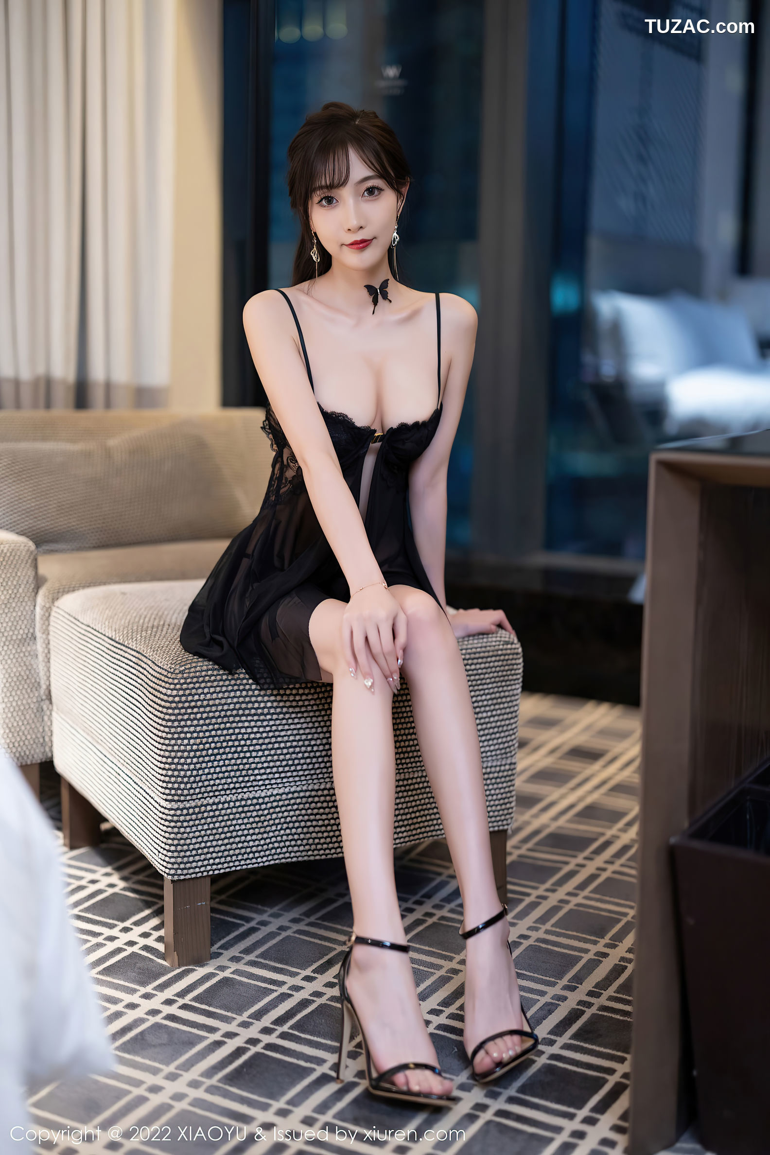 XiaoYu语画界-850-林星阑-黑色网纱情趣吊带裙-2022.08.25